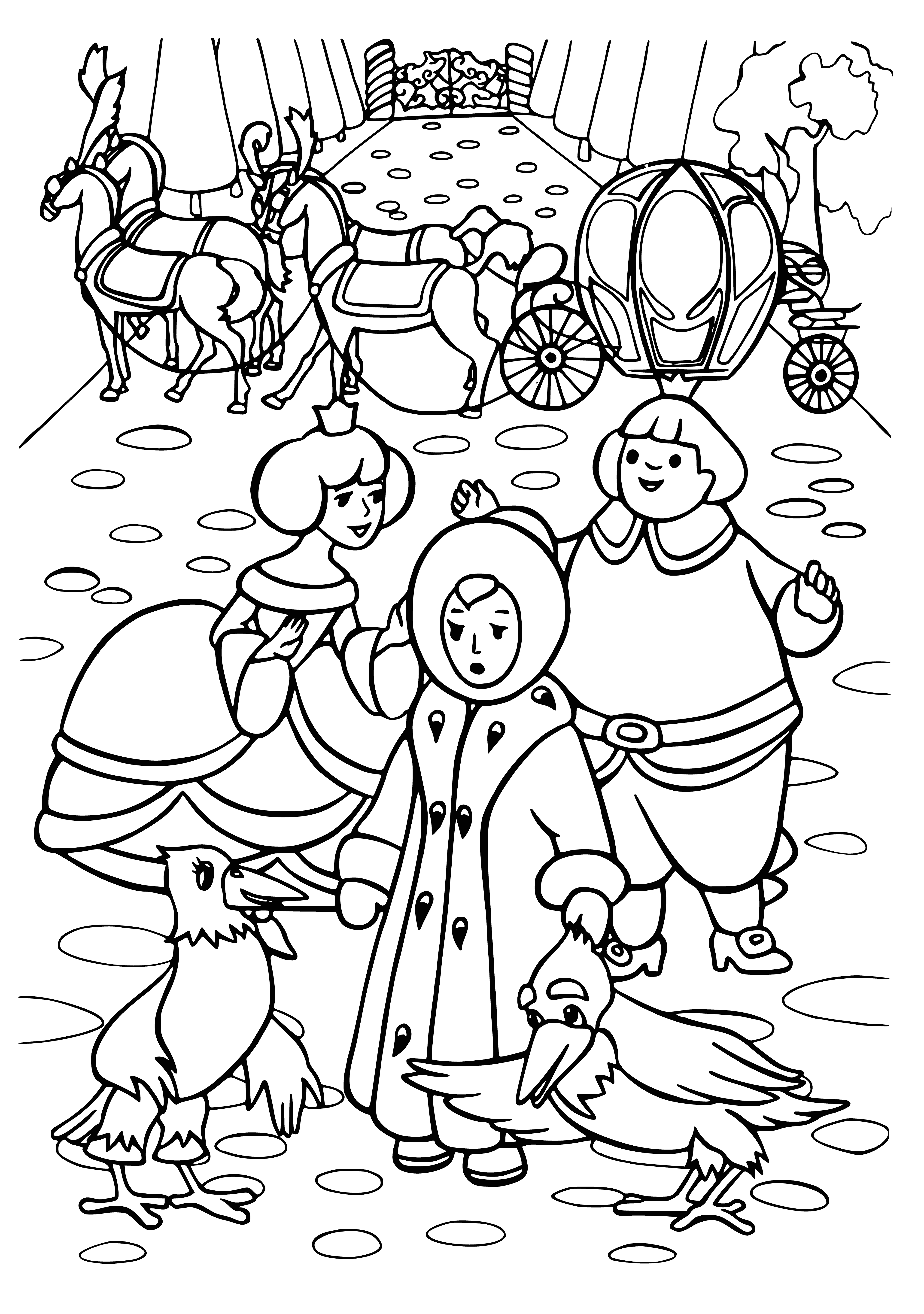 coloring page: Two kids admiring something in the sky, each holding a snowball. #WinterWonderland