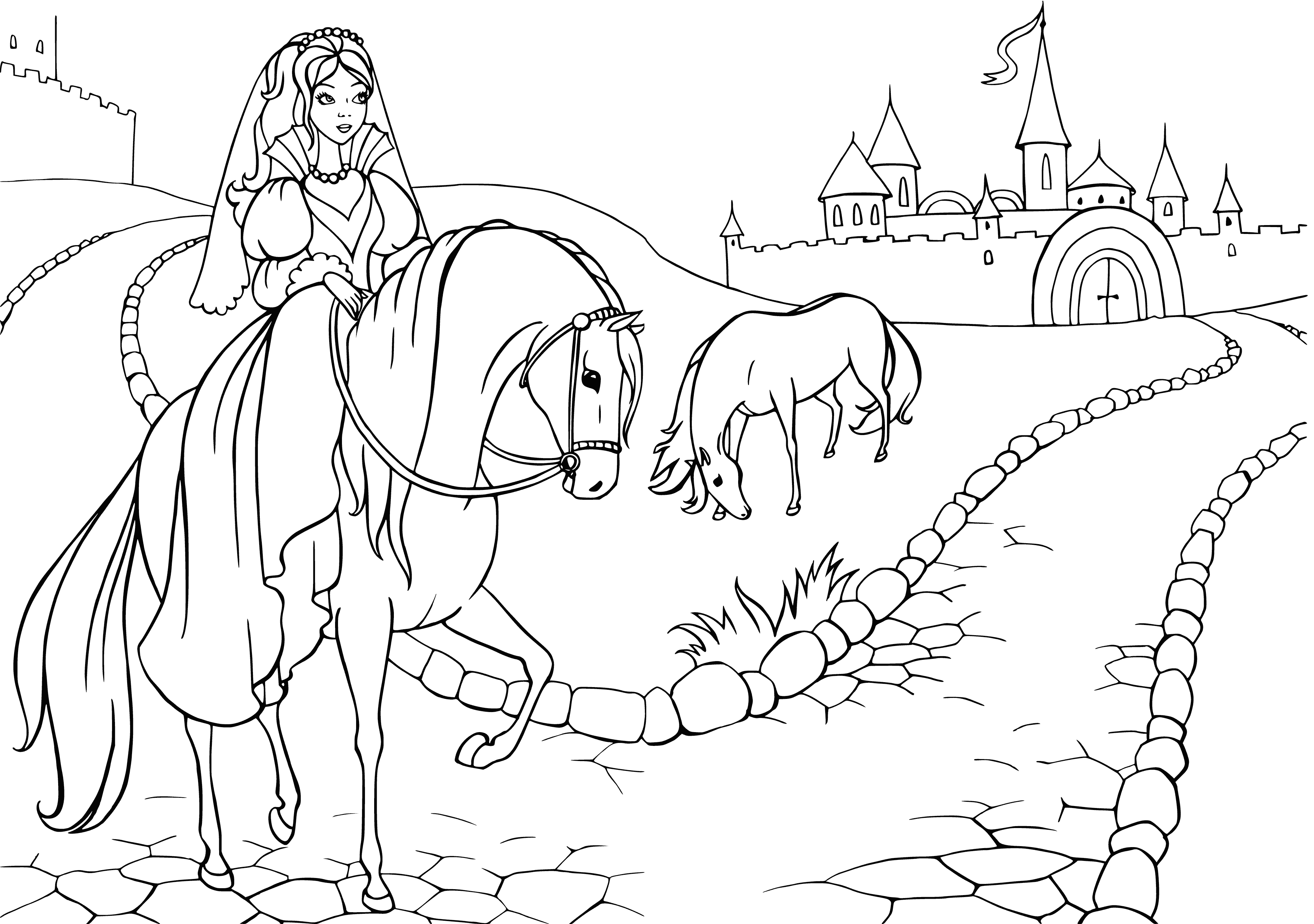 On the way to the castle coloring page