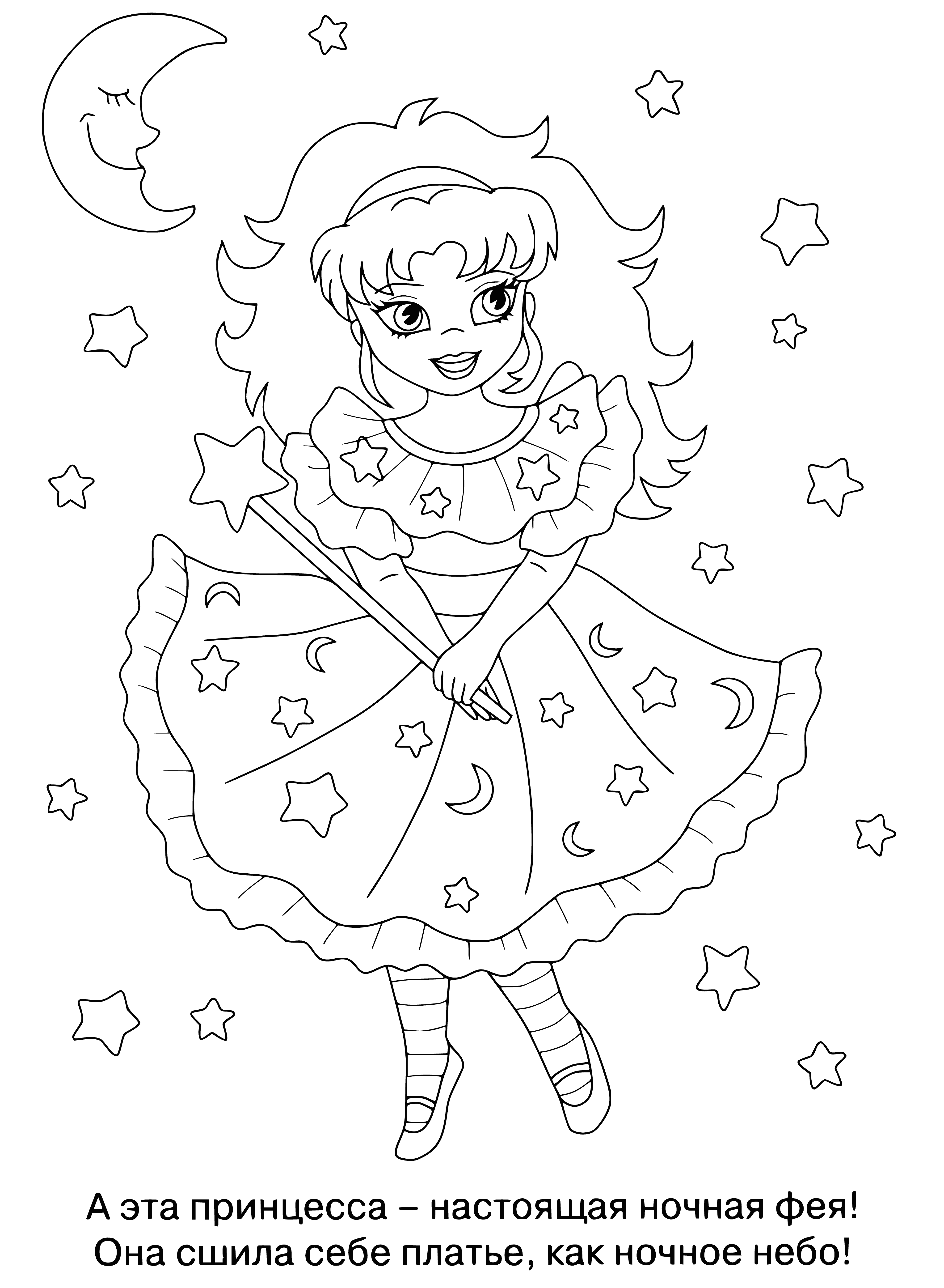 Pequena princesa página para colorir