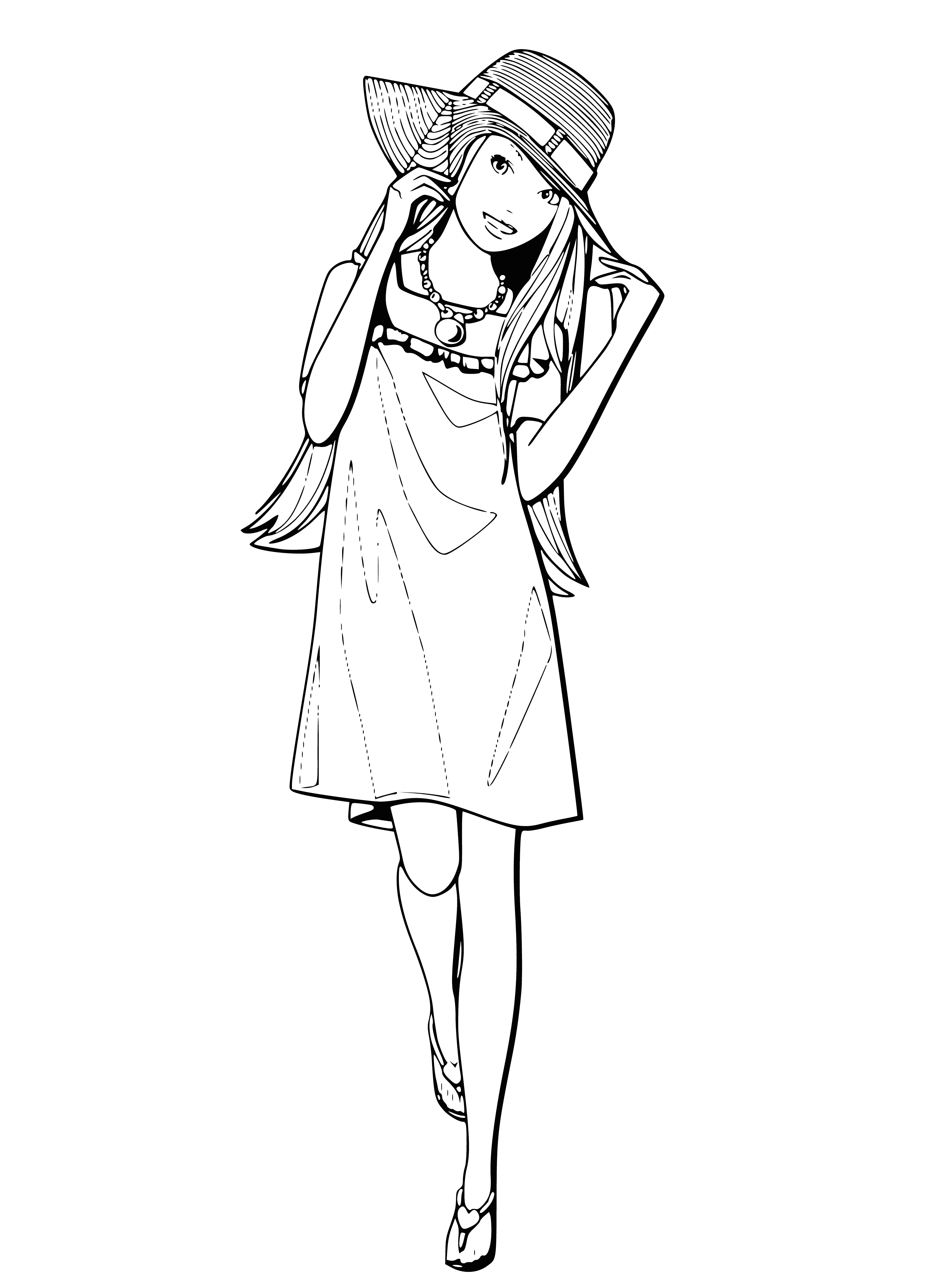Barbie in a hat coloring page