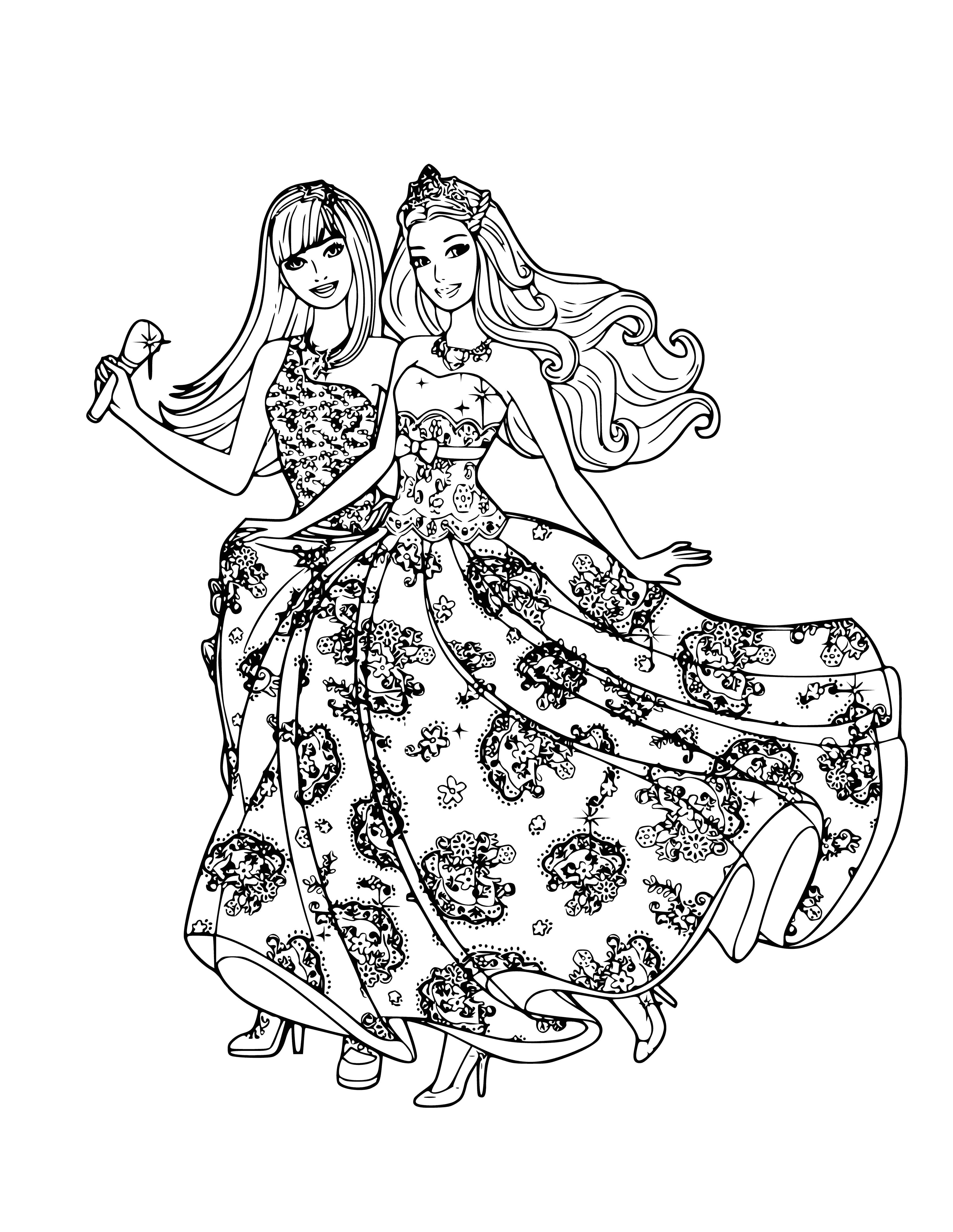 Barbie with microphone coloring page