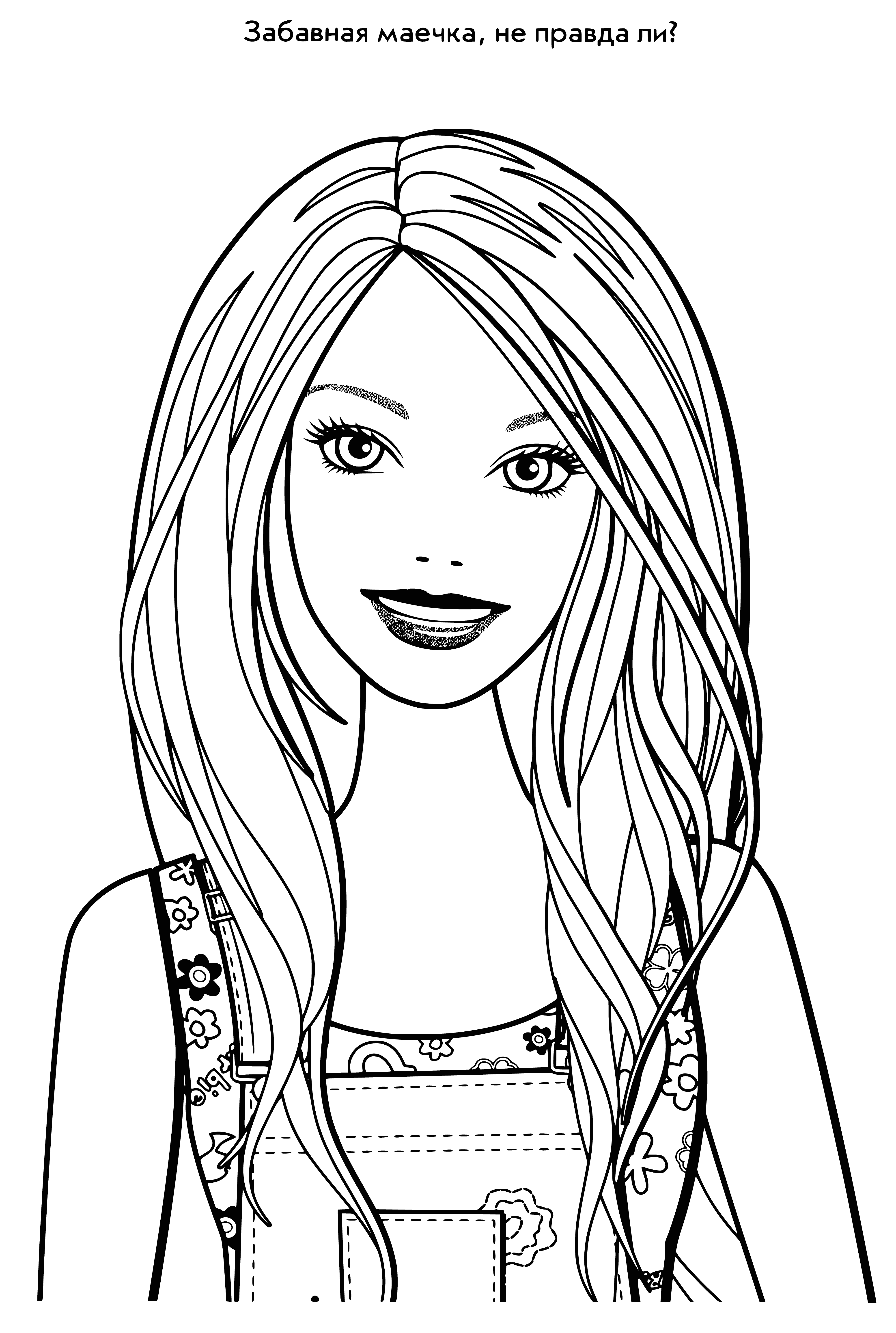 coloring page: A blonde woman wearing a pink dress holds a baby in a pink dress with a heart necklace.