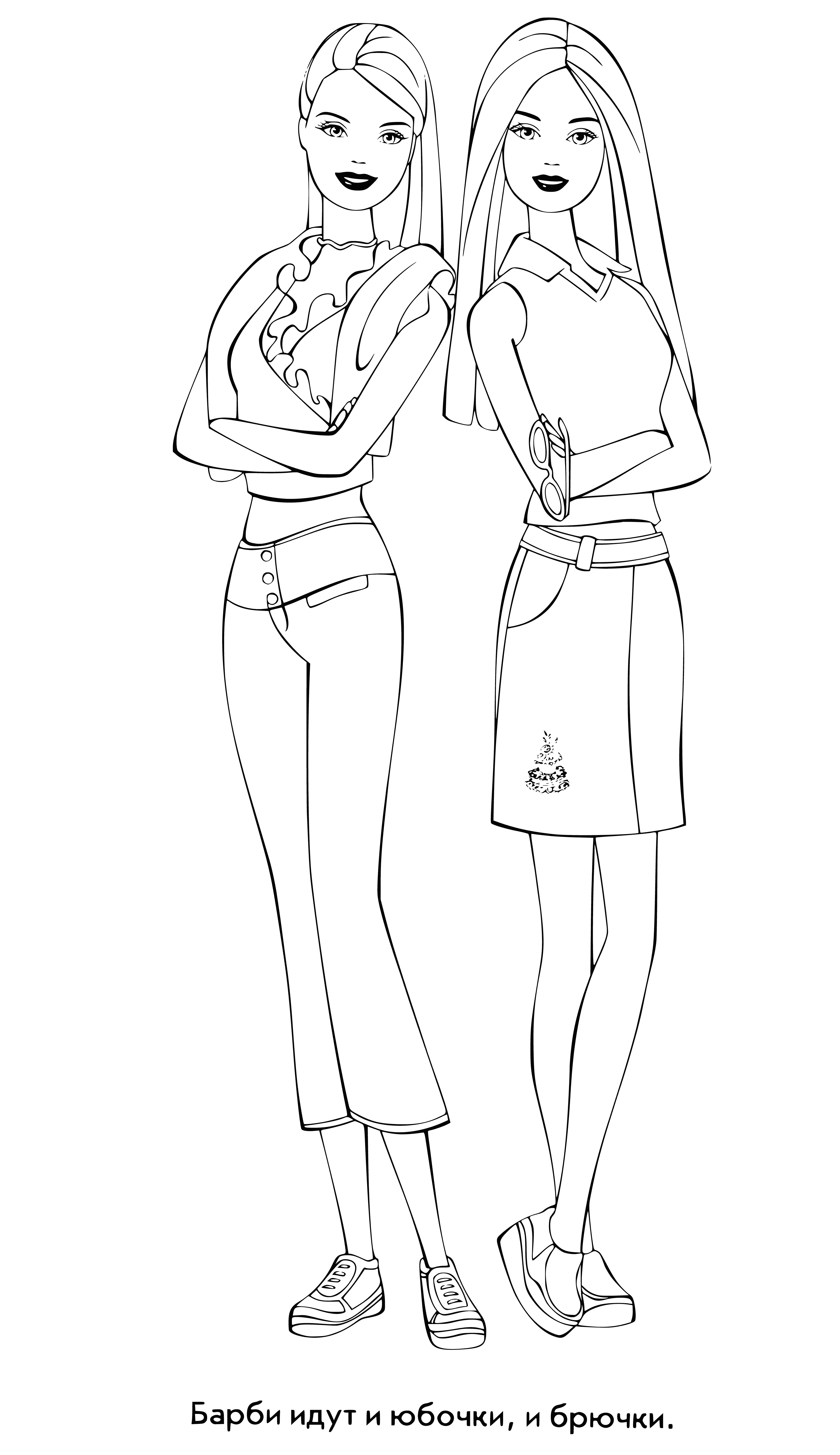 Barbie girls coloring page