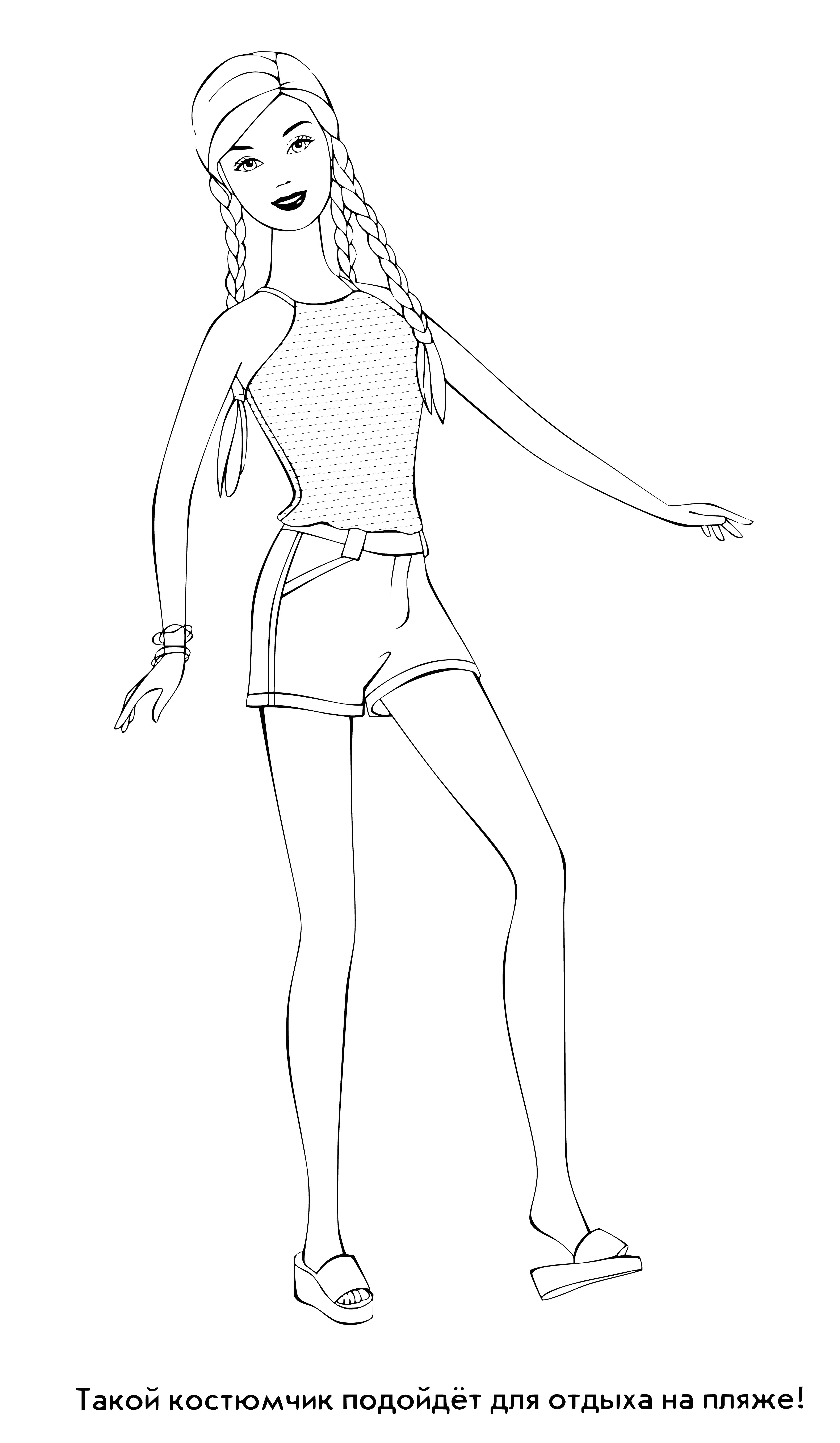 Barbie on the beach coloring page