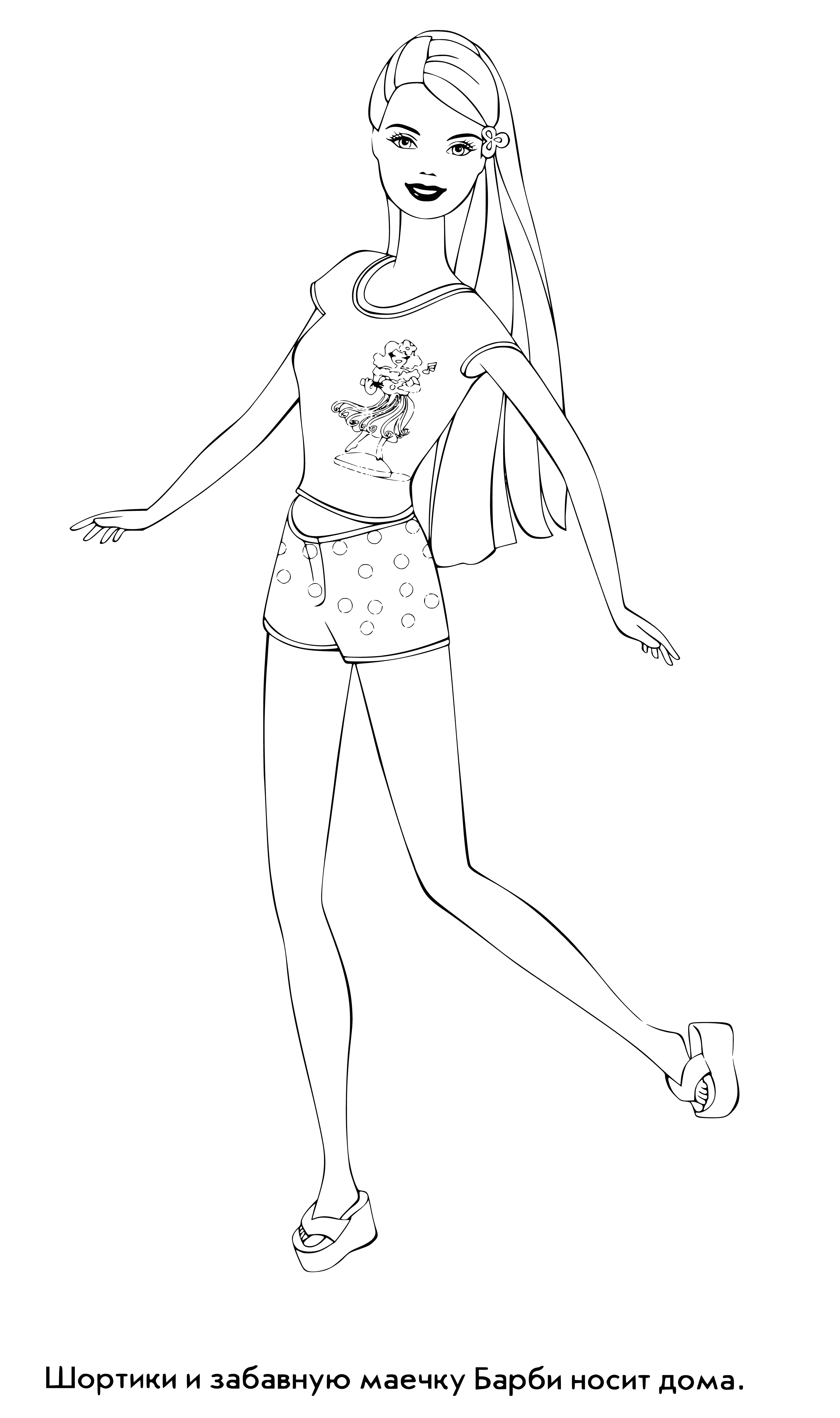 coloring page: Barbie is a popular fashion doll manufactured by Mattel, Inc. aspired by a German doll called Bild Lilli, and has been subject to lawsuits, criticism and parodies over the years.