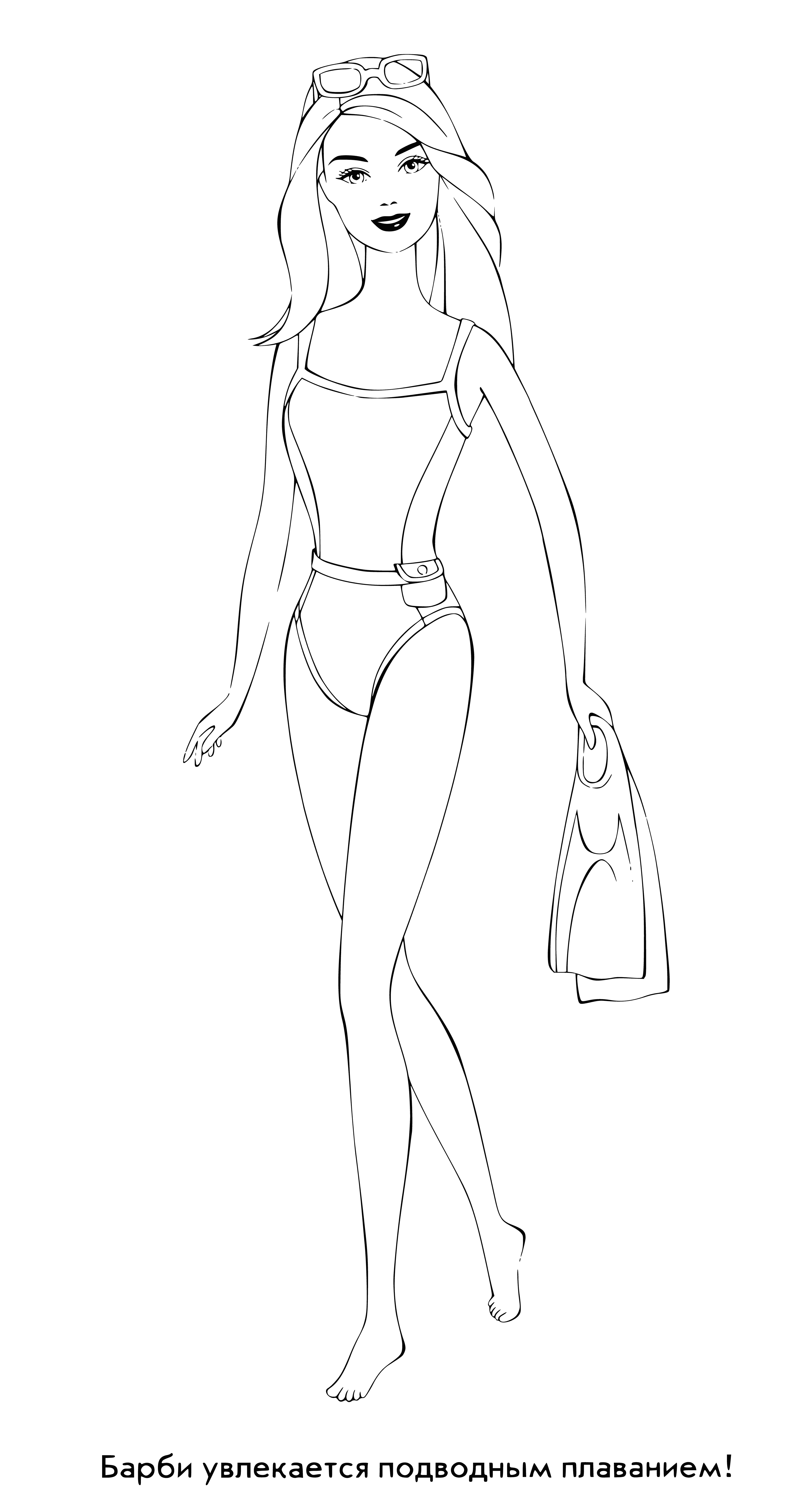 Swimsuit barbie coloring page