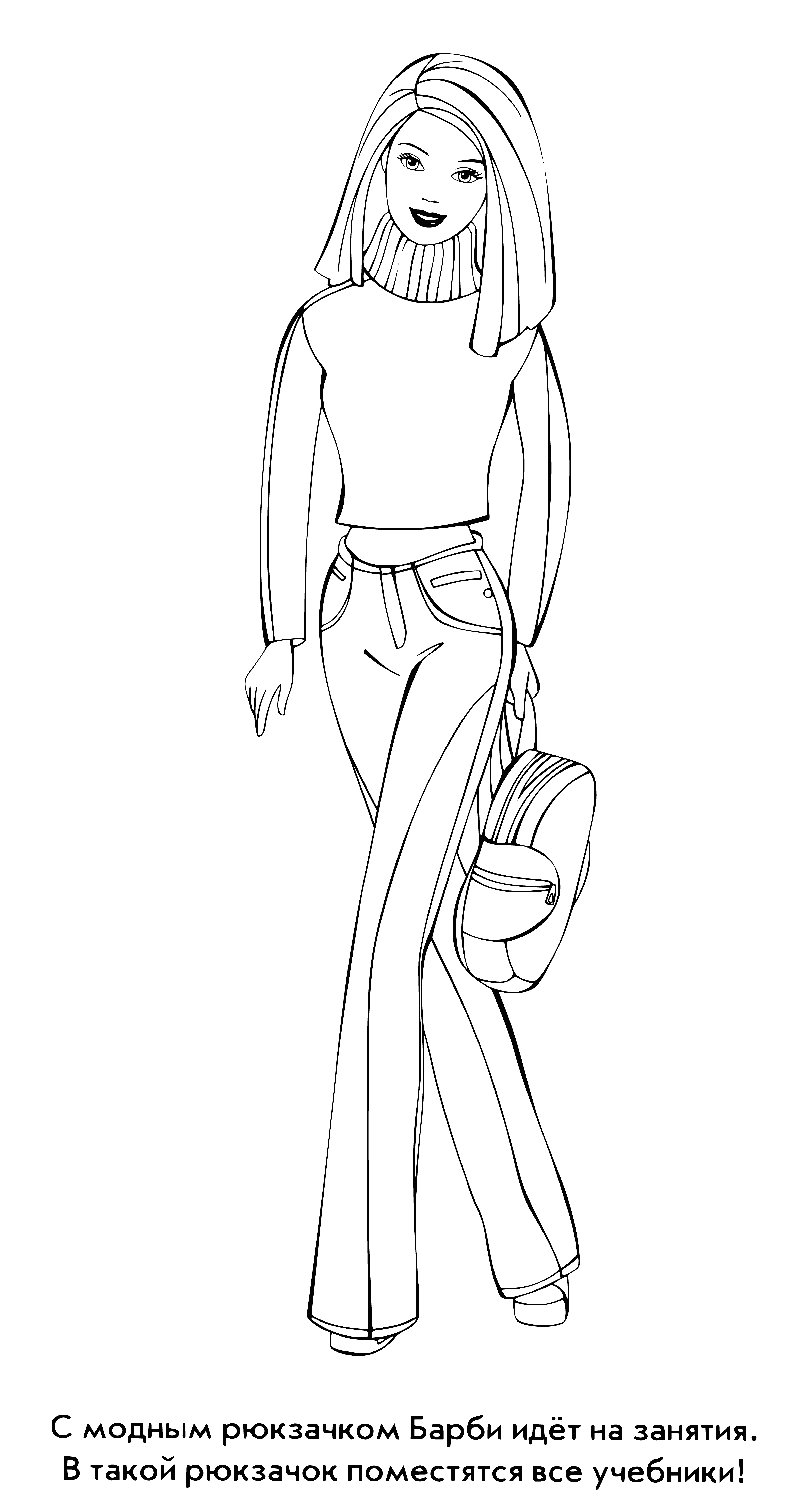 Barbie goes to class coloring page