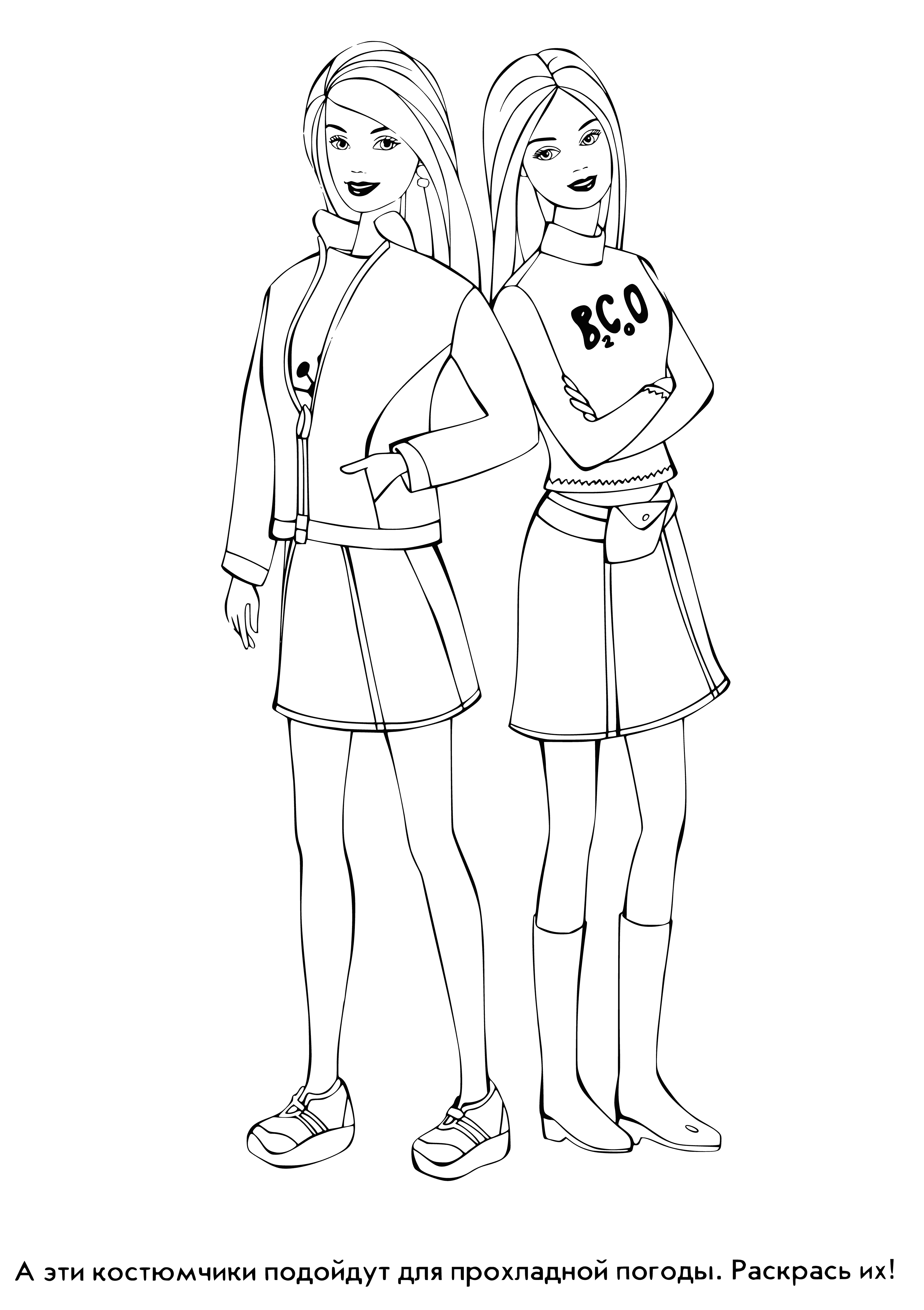 Barbie with a friend coloring page