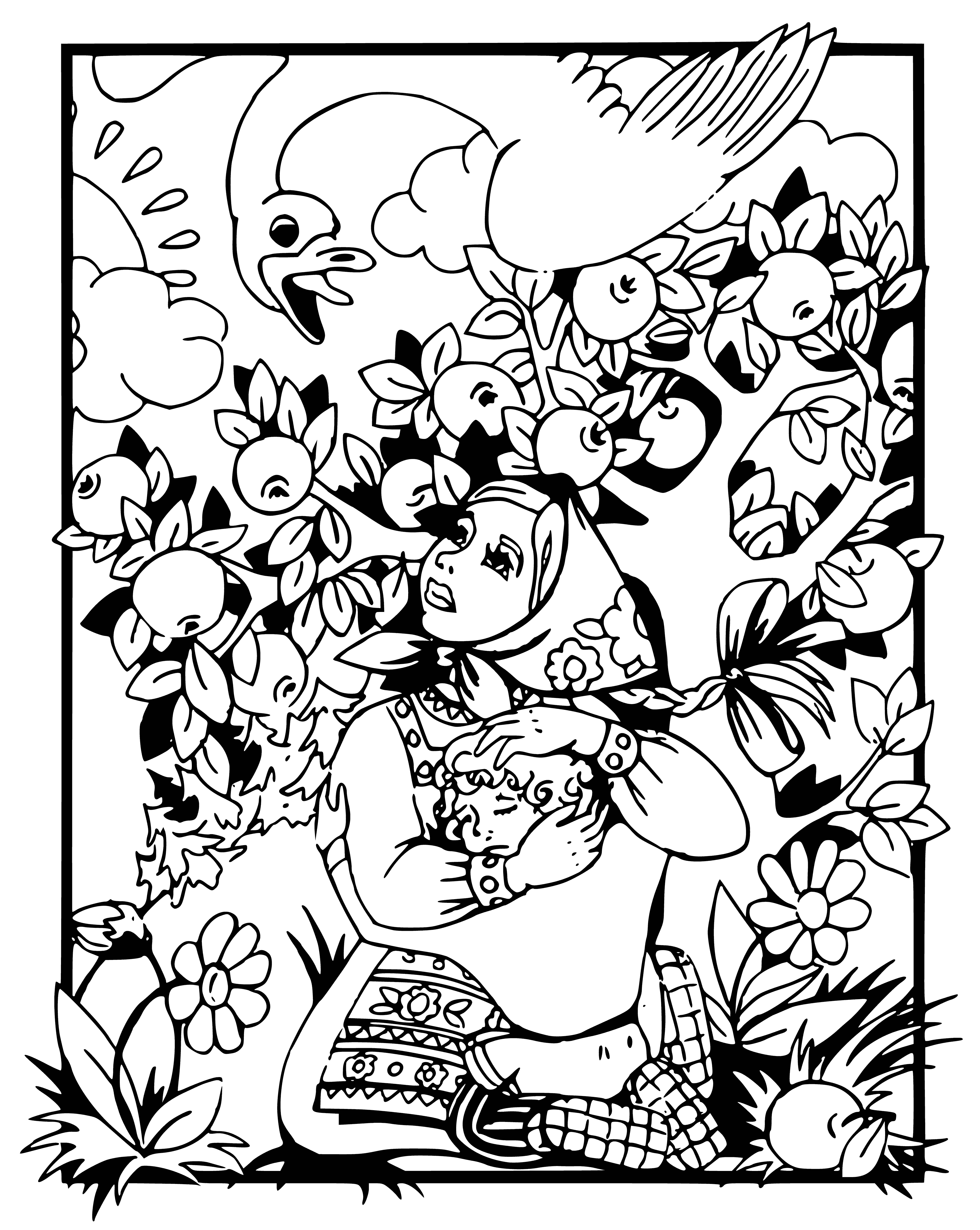 Protected by the apple tree coloring page