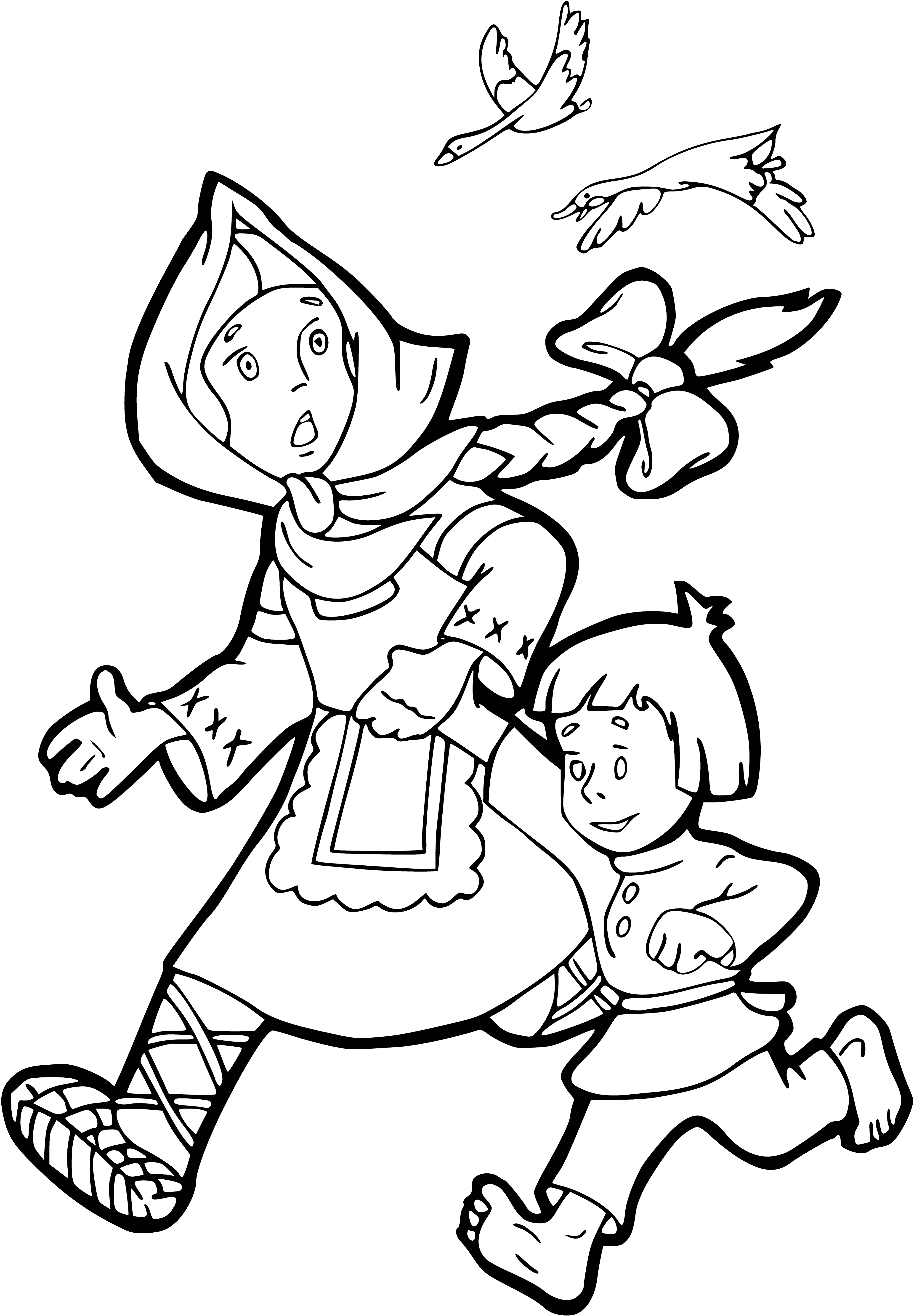 The children ran away coloring page