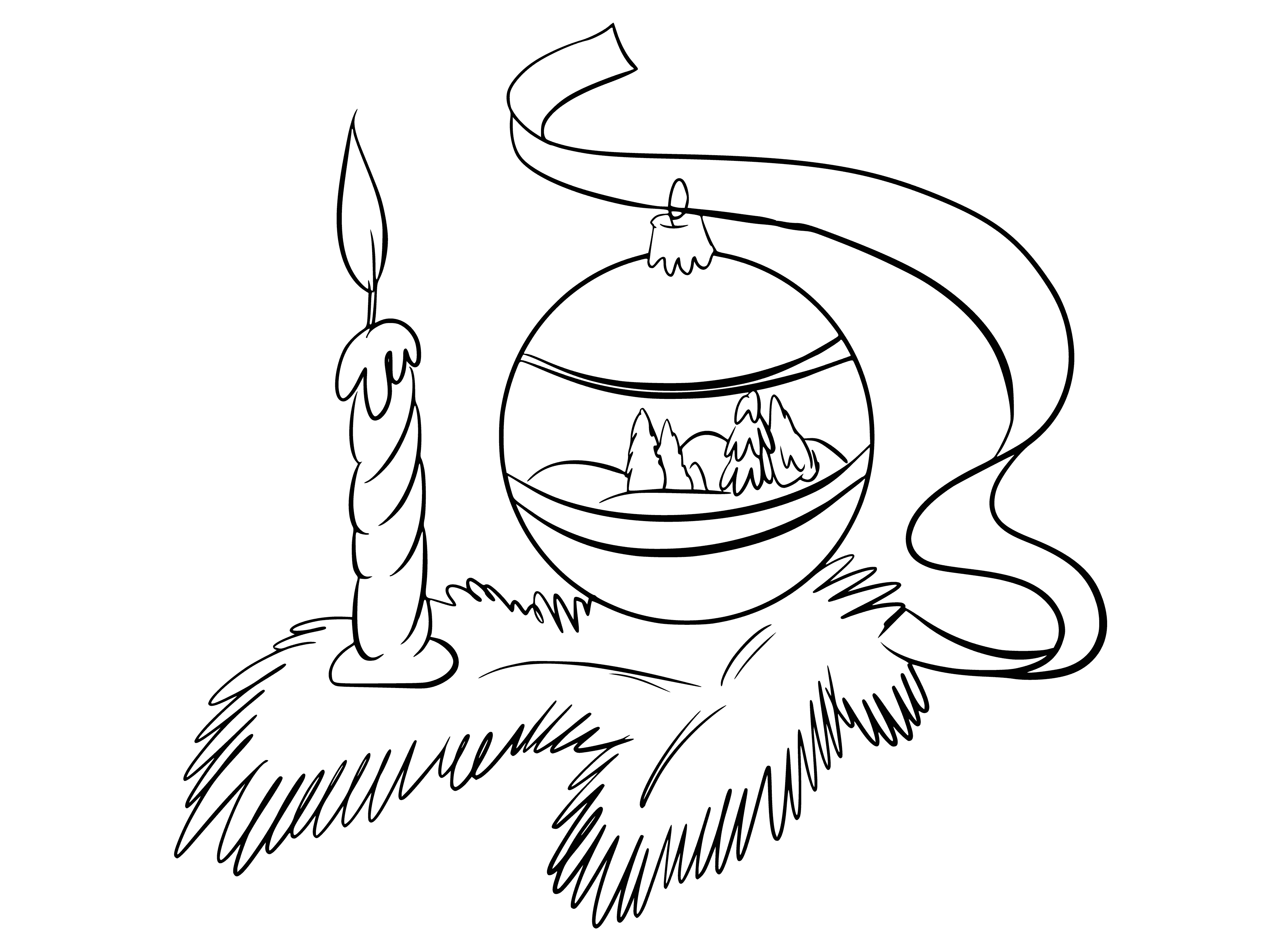 Coloring New Year's Ball and Candle