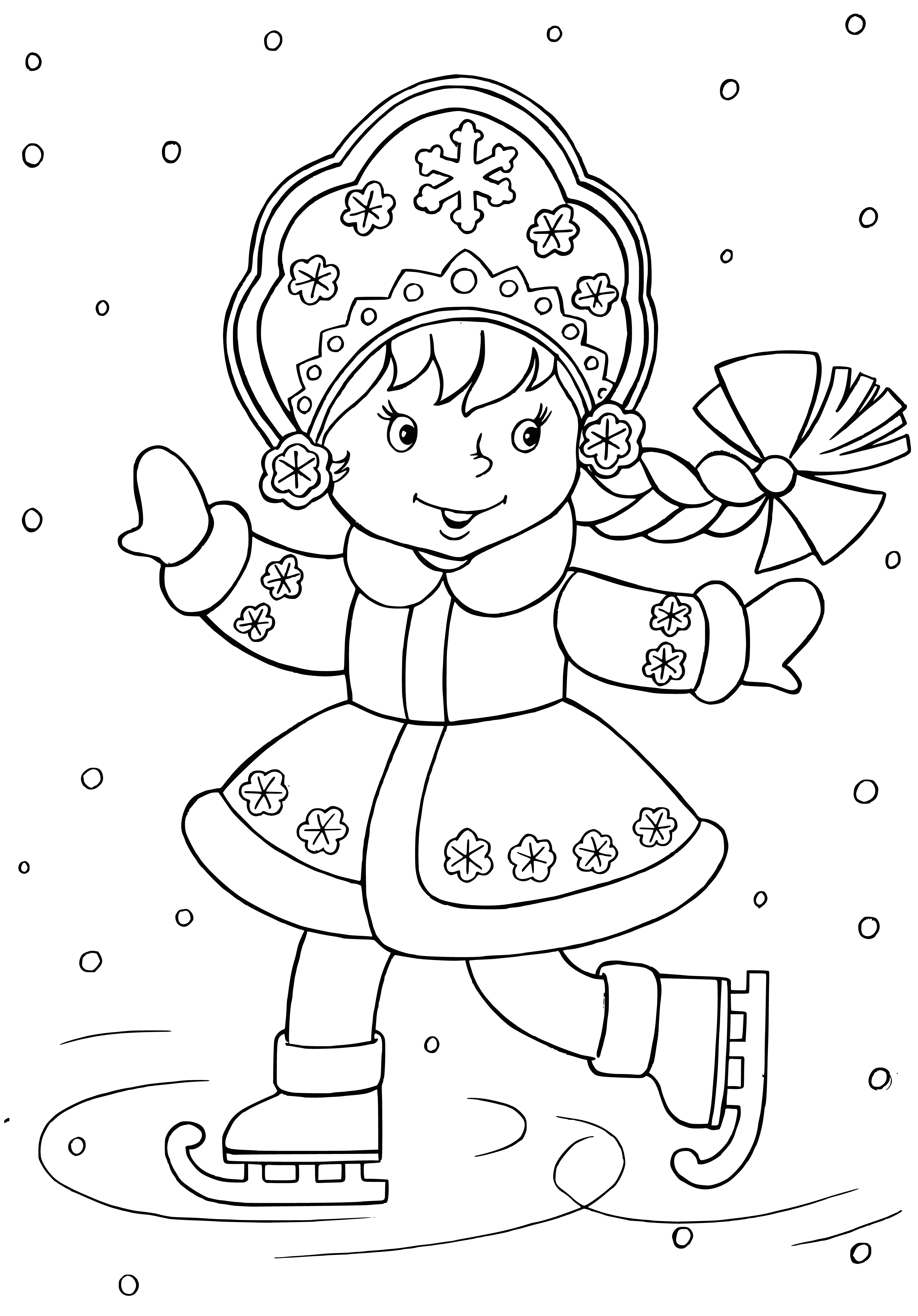 Snow Maiden Reiten auf Eis im Winter Outfit