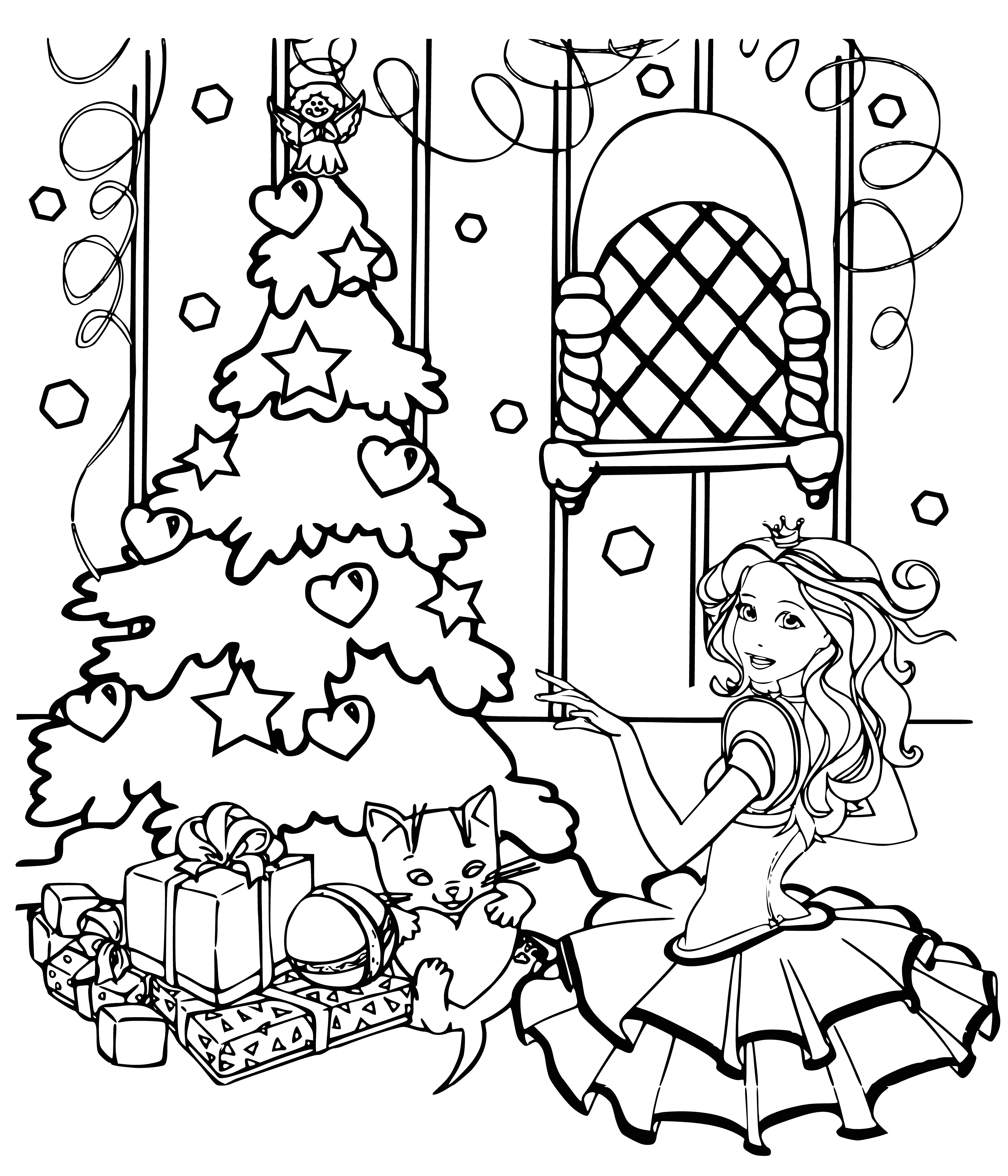 Prinses kleuren bij de kerstboom