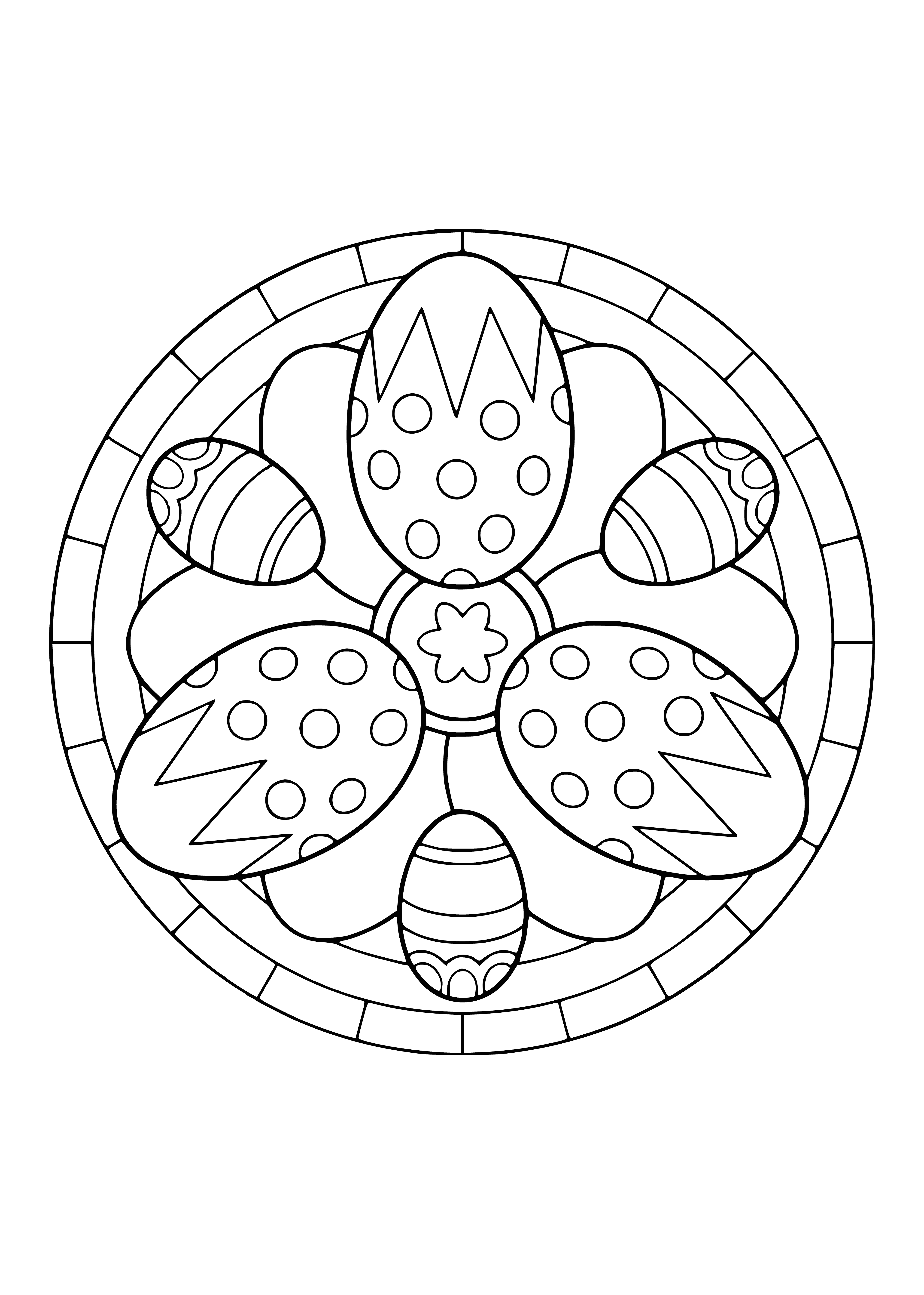 Easter coloring book with colored eggs