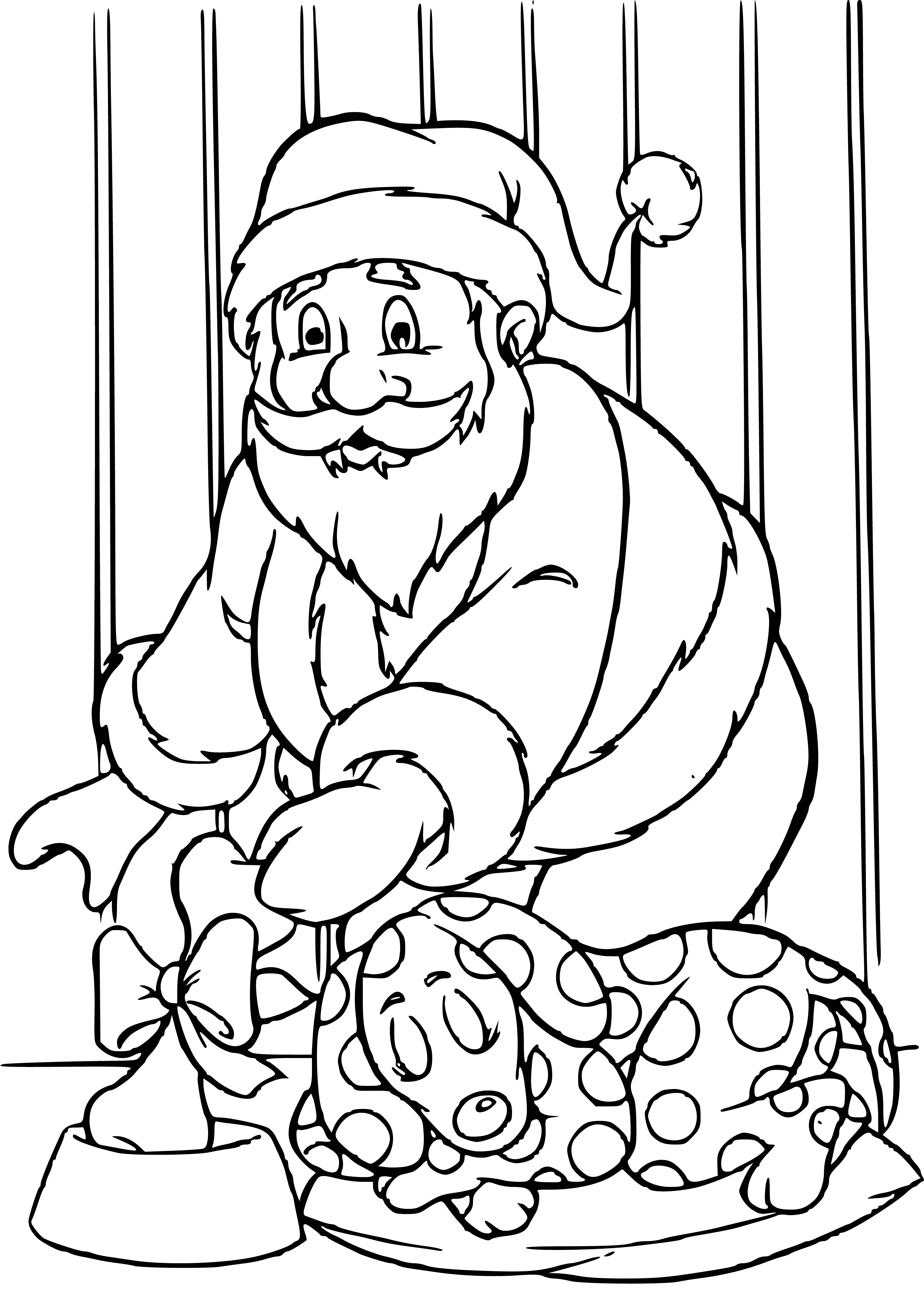 Babbo Natale con regali e un cane