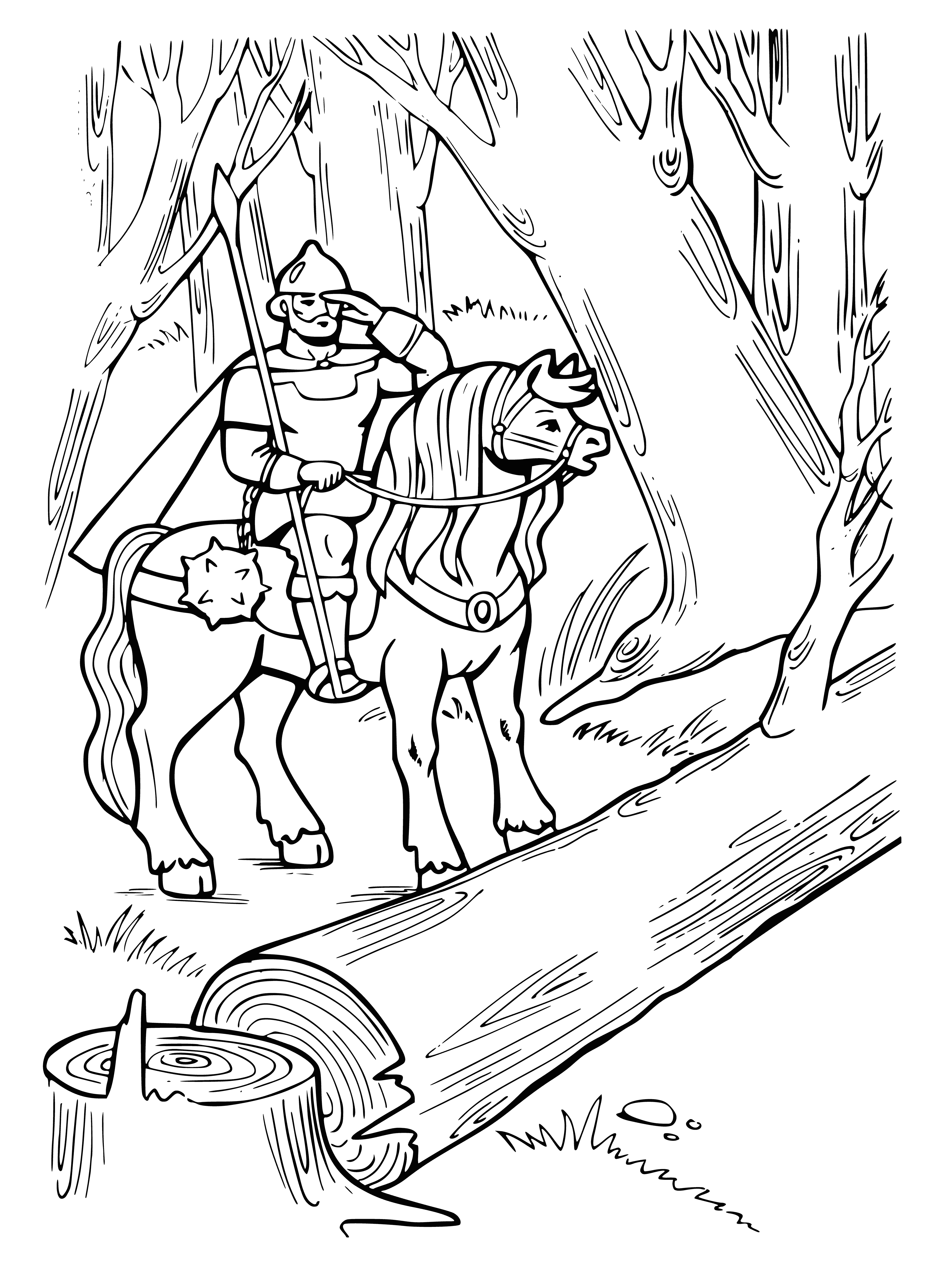 coloring page: Group of people around fallen tree, laughing and enjoying themselves, with a cup near the tree.
