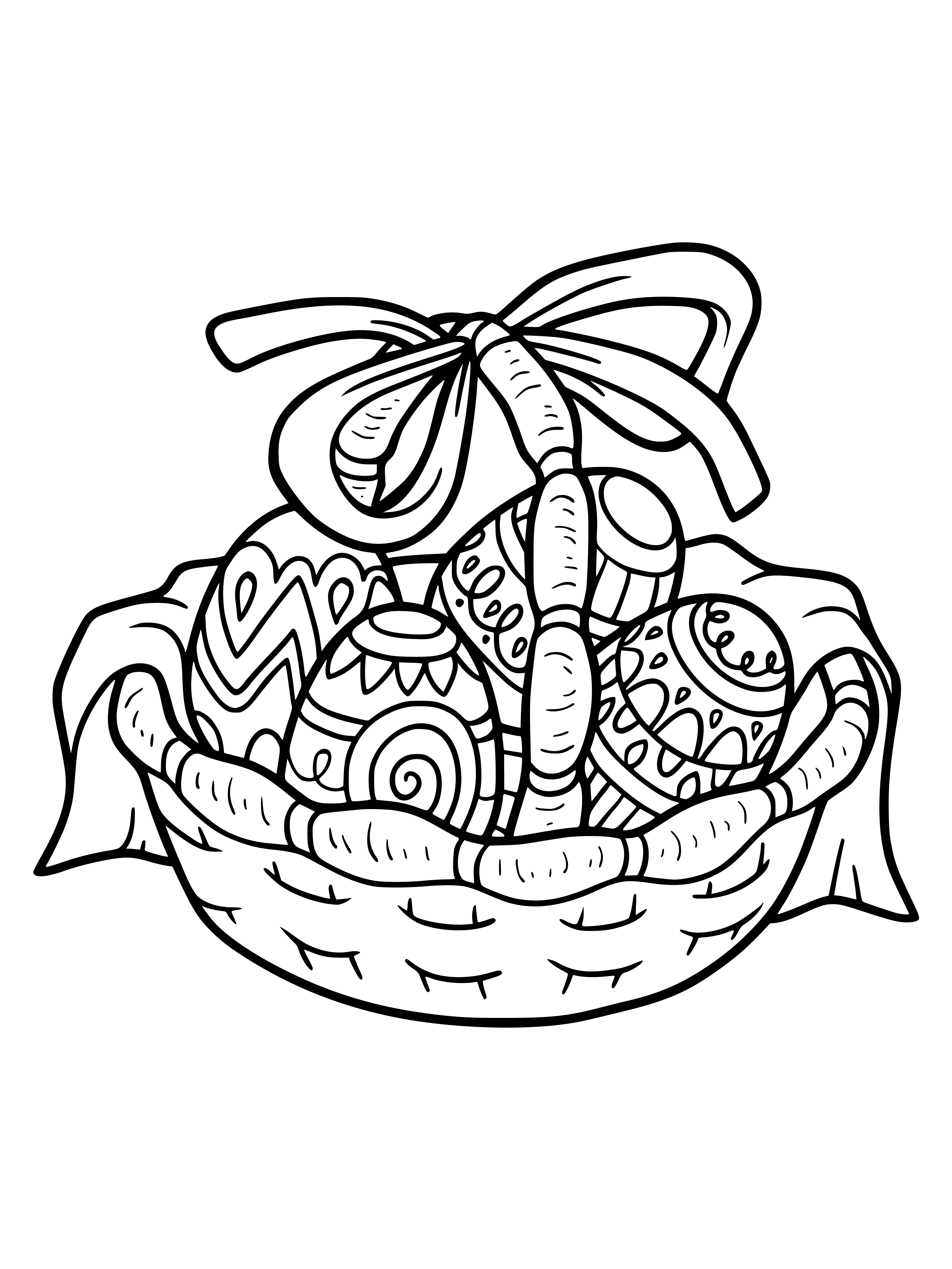 Pintura cesta de Pascua con huevos