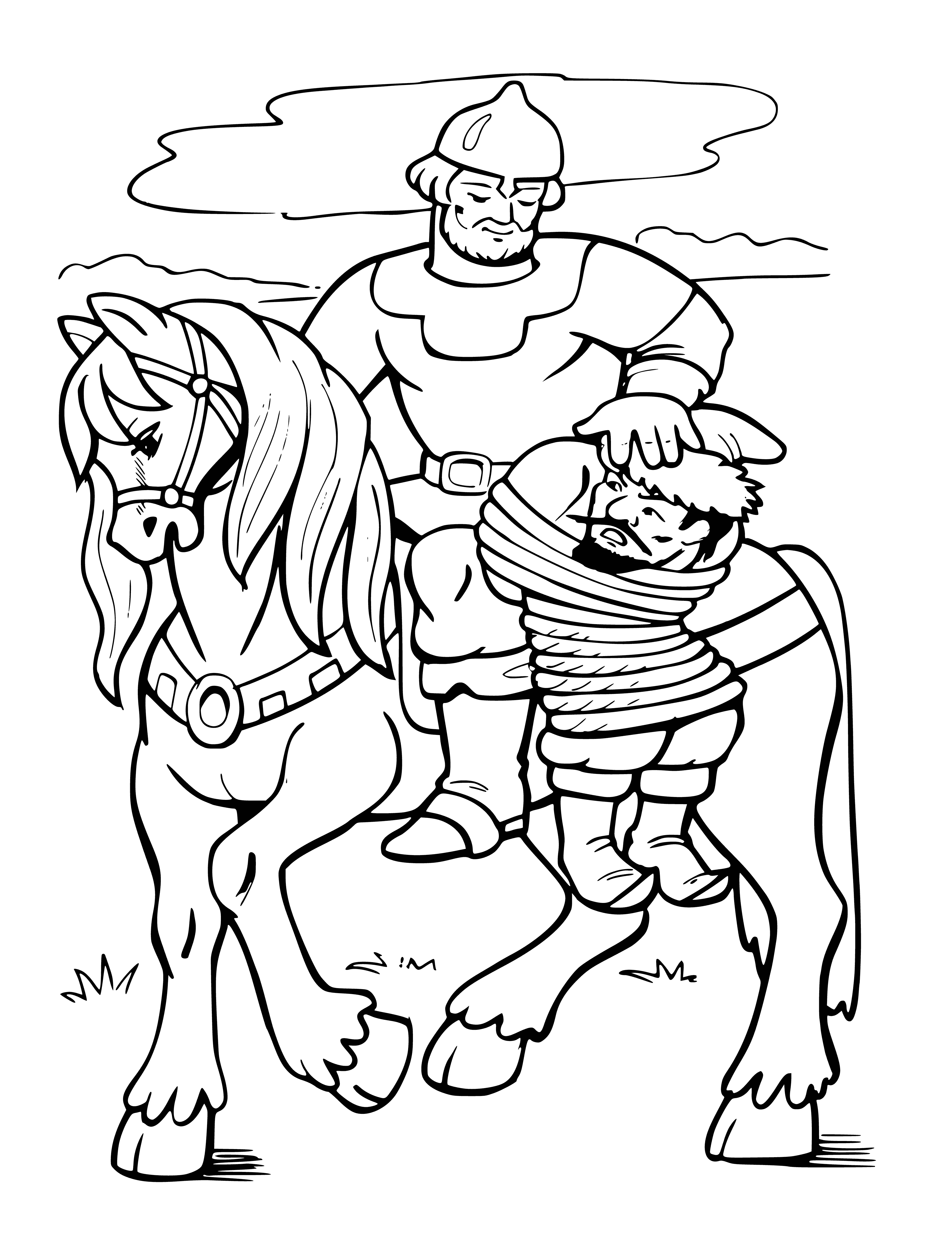 Tied to the saddle coloring page