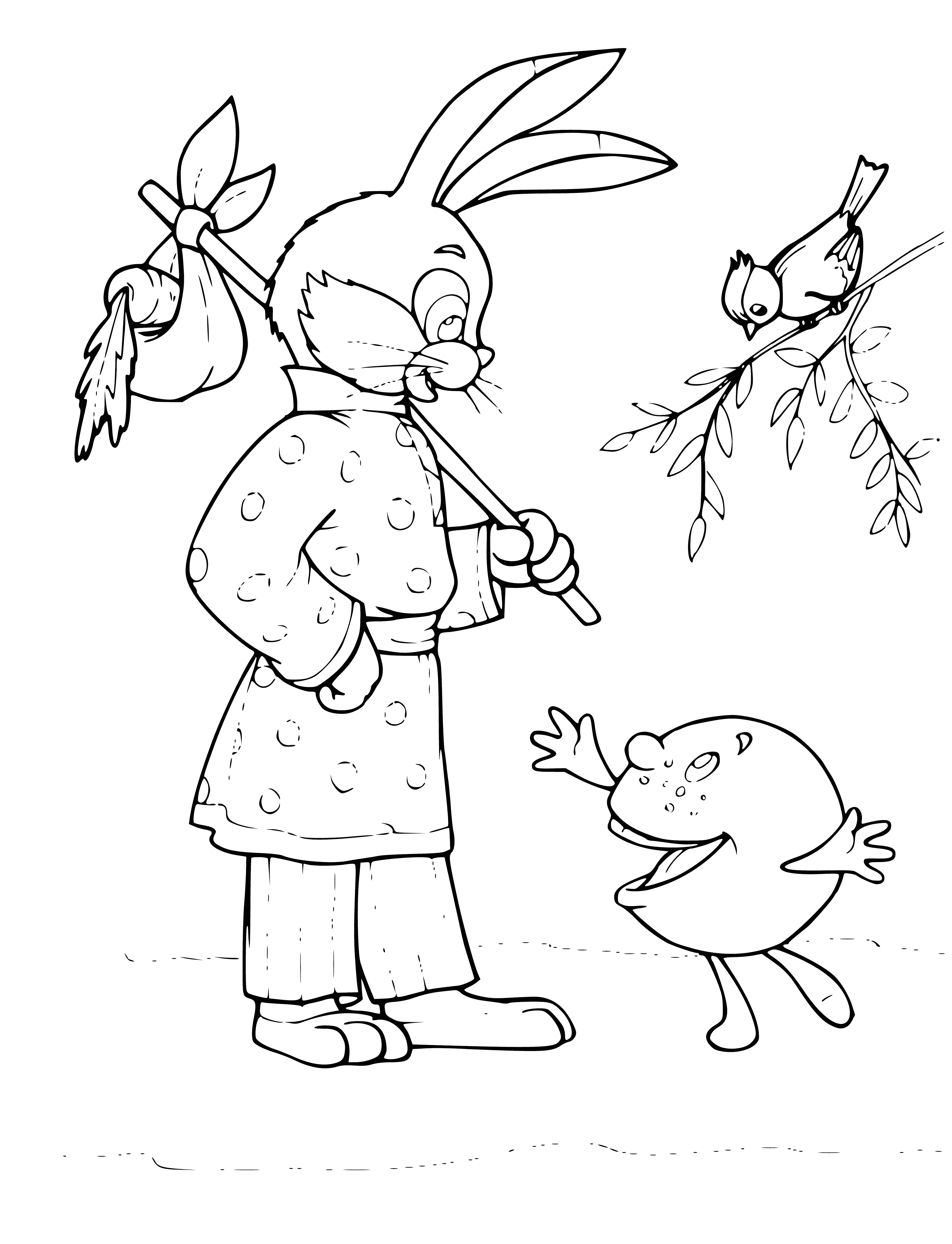 coloring page: Gingerbread man outruns hare in Russian folk tale; the hare never catches him.