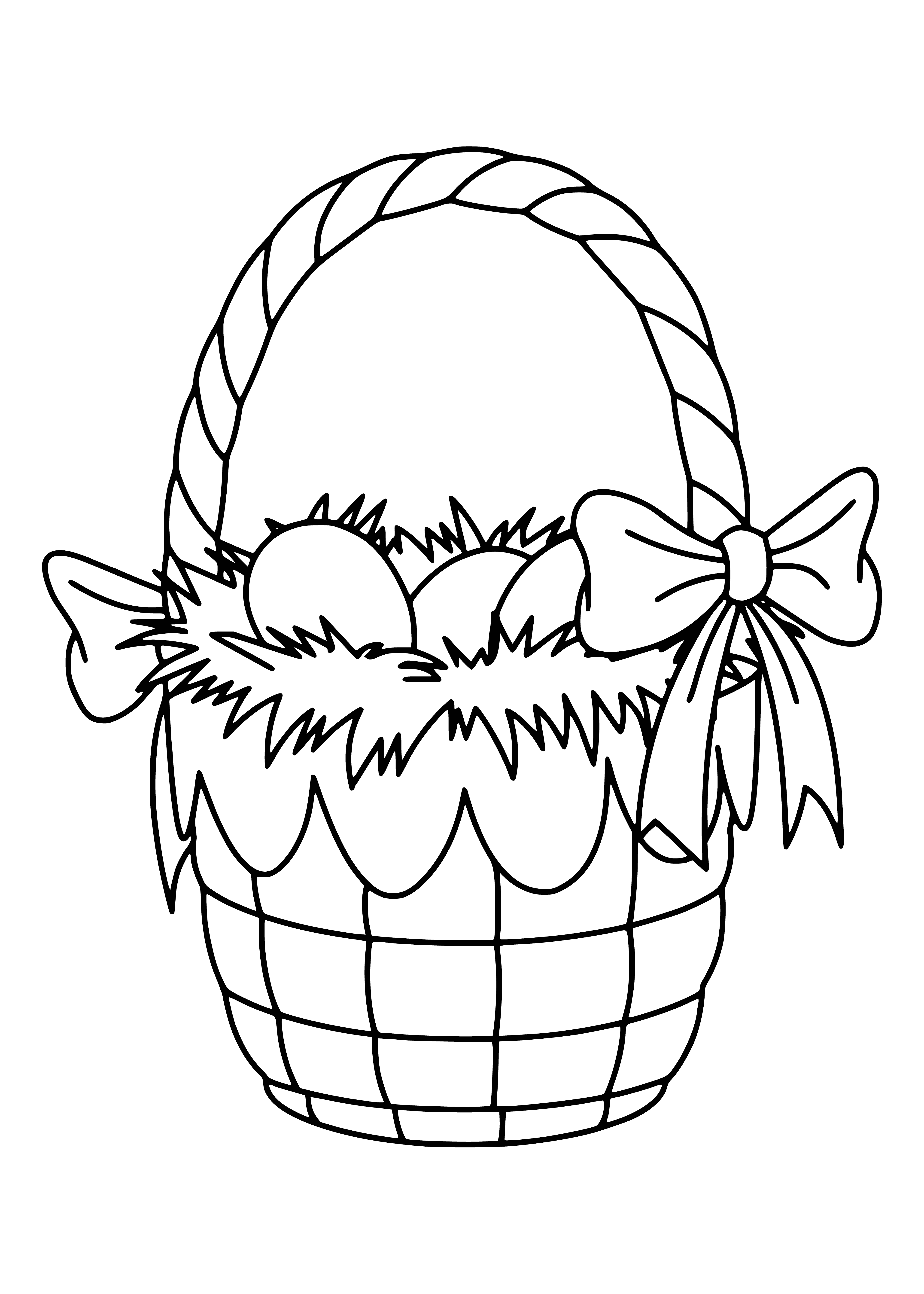 Livre de coloriage de Pâques - panier avec oeufs