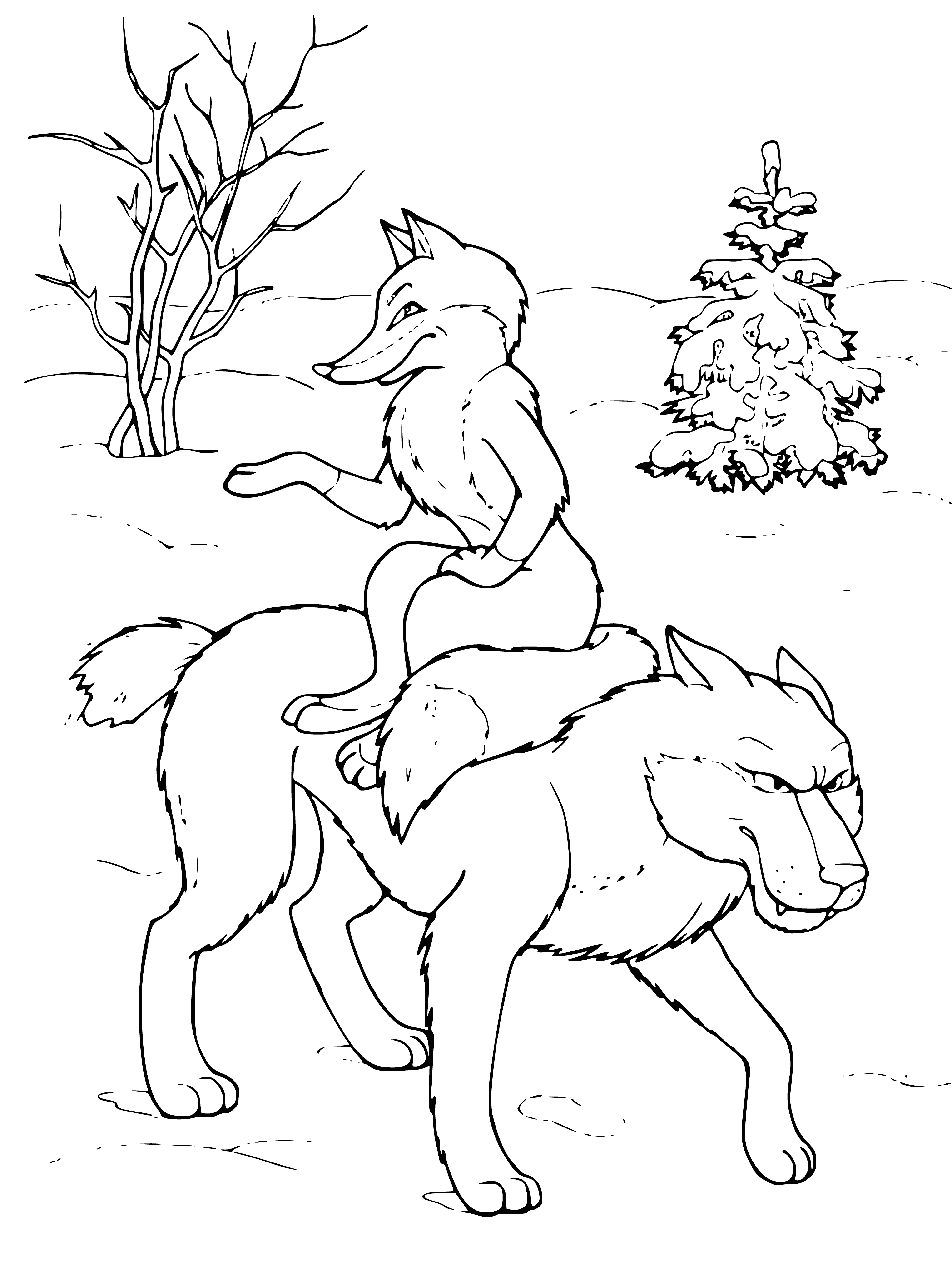 Lisa and the wolf coloring page
