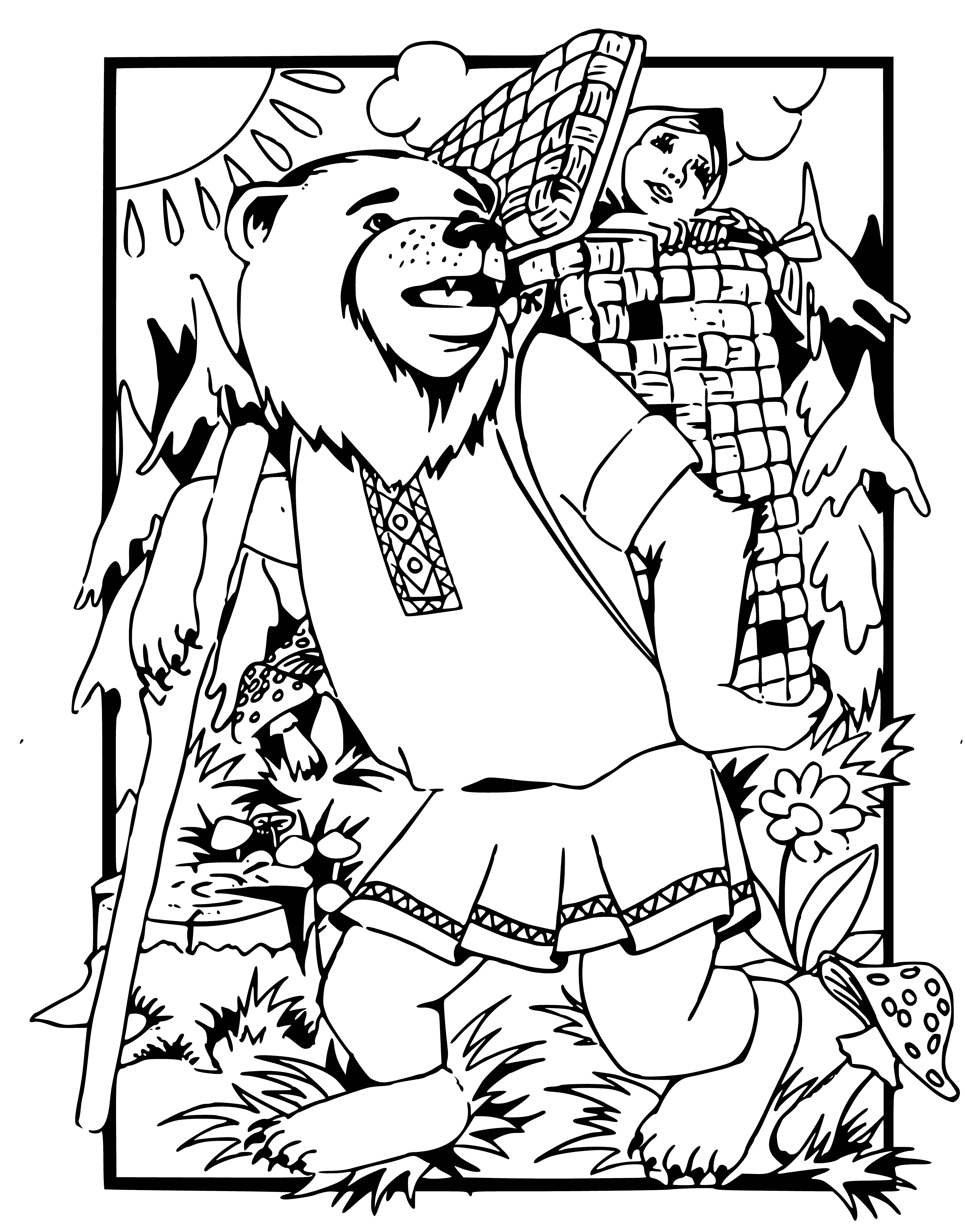 Masha in the box coloring page