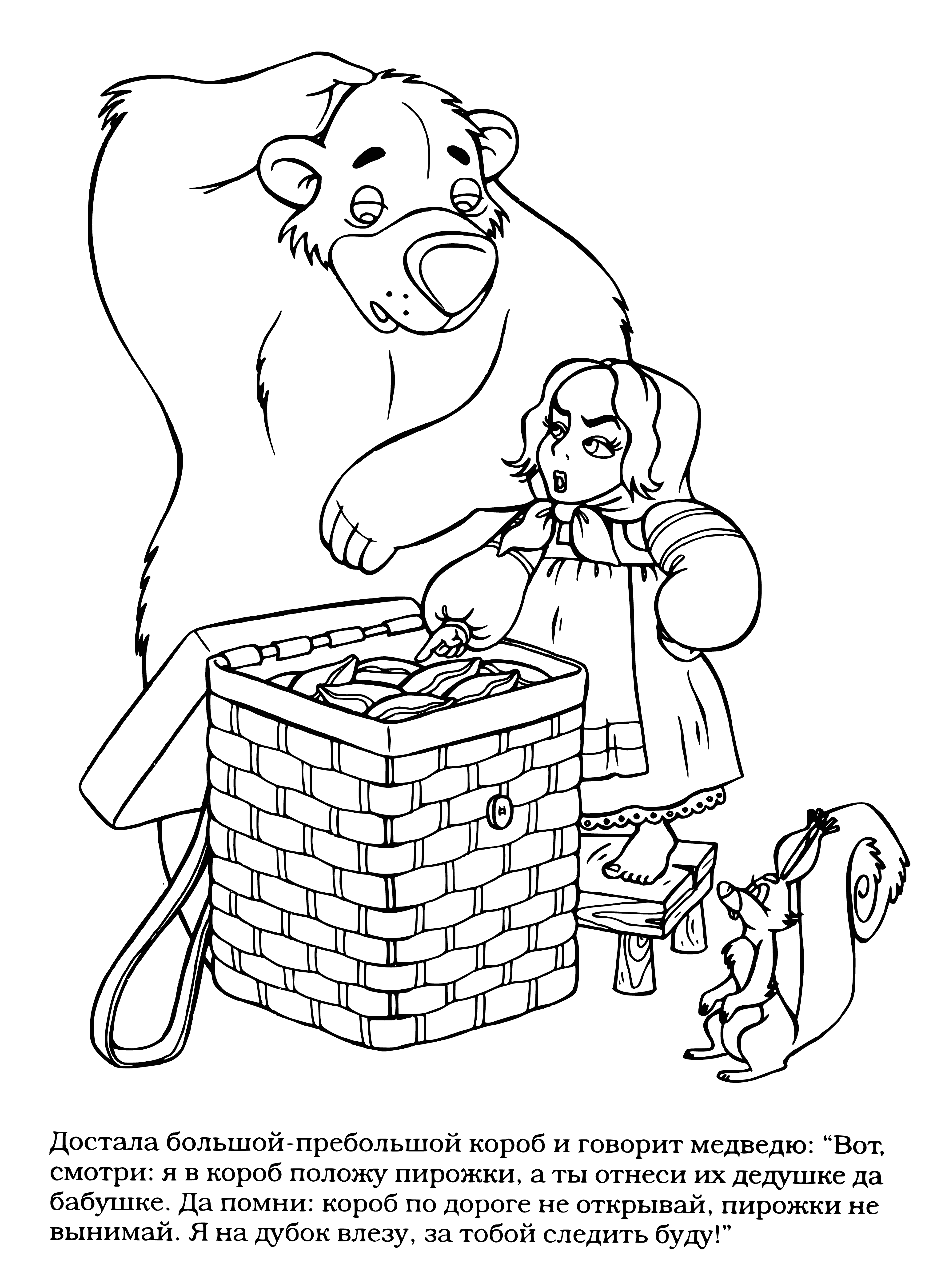 Box with pies coloring page
