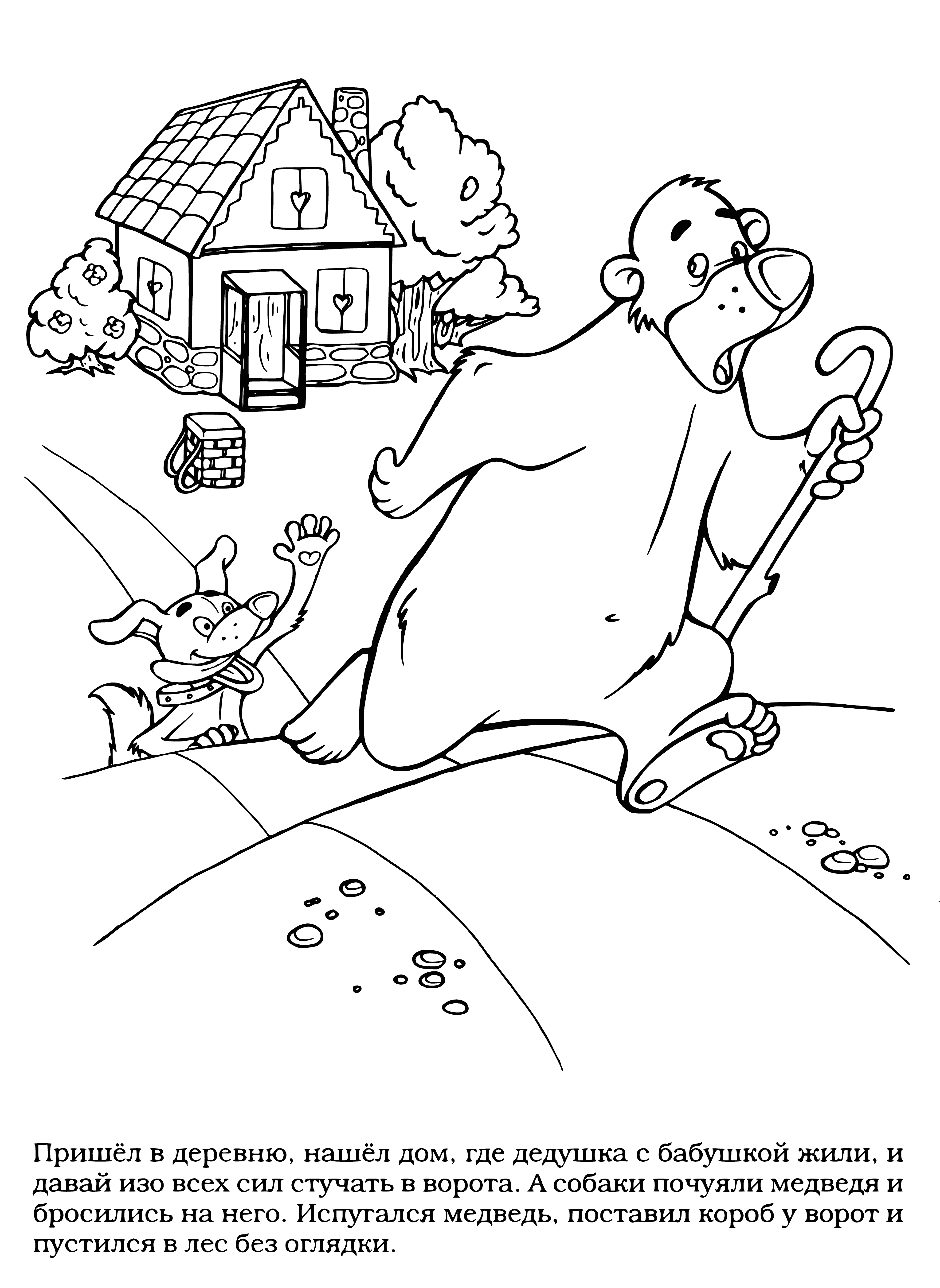 coloring page: 140: A scared bear is running fast in the coloring page.