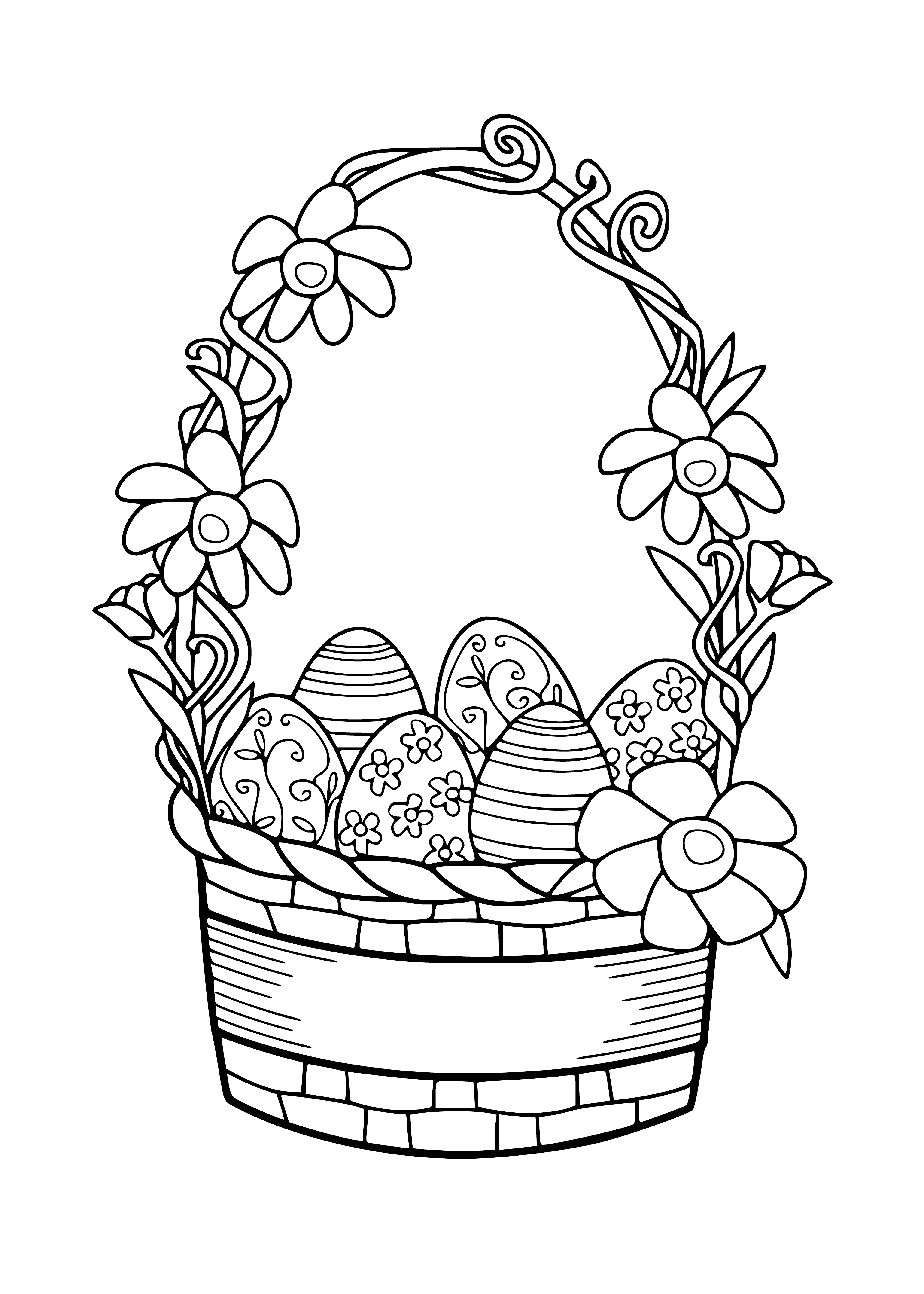 Colorazione con cesto e uova di Pasqua