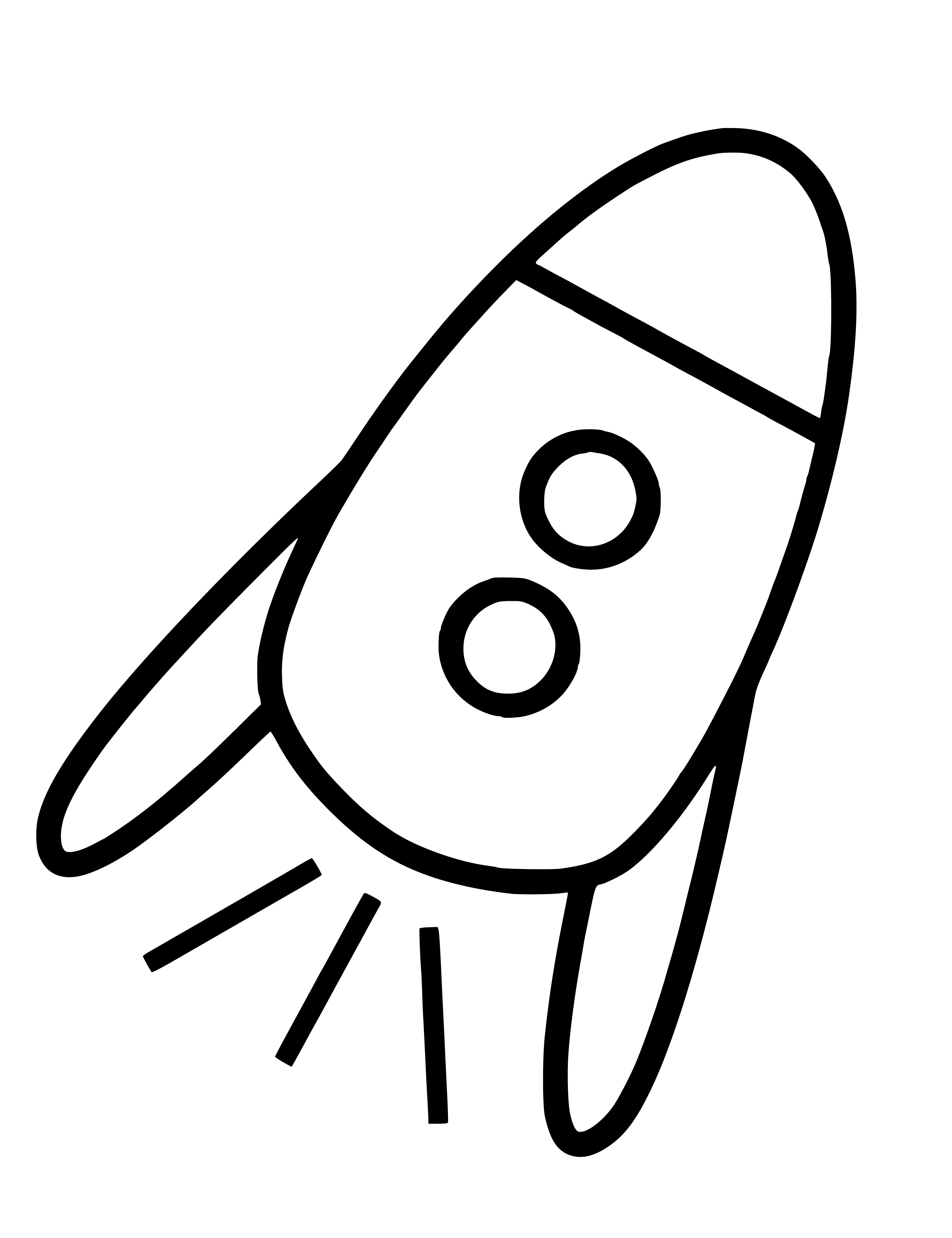 coloring page: An oversized red-white-blue rocket surrounded by stars fills the page. #rockets #stars
