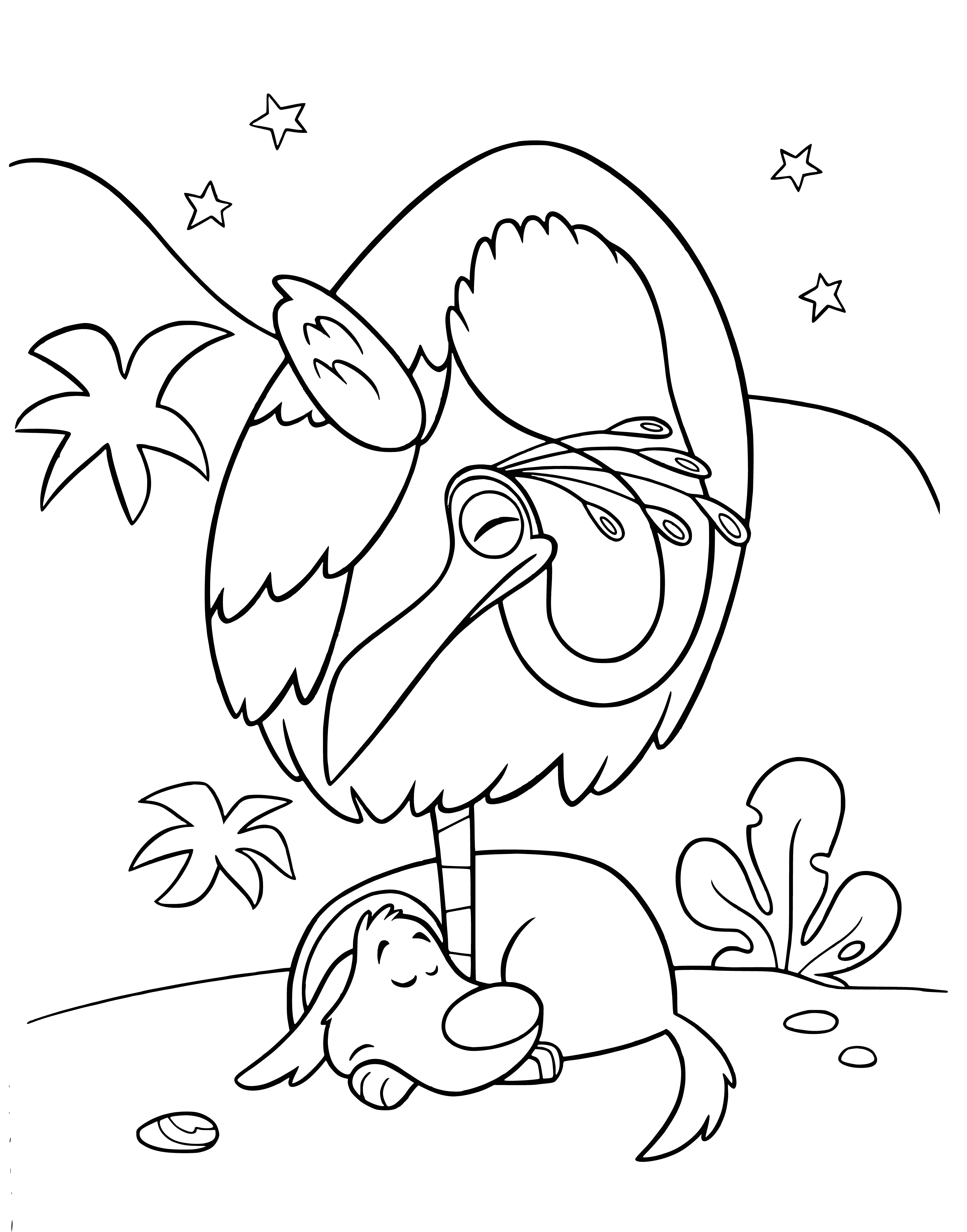 Bird and dog coloring page