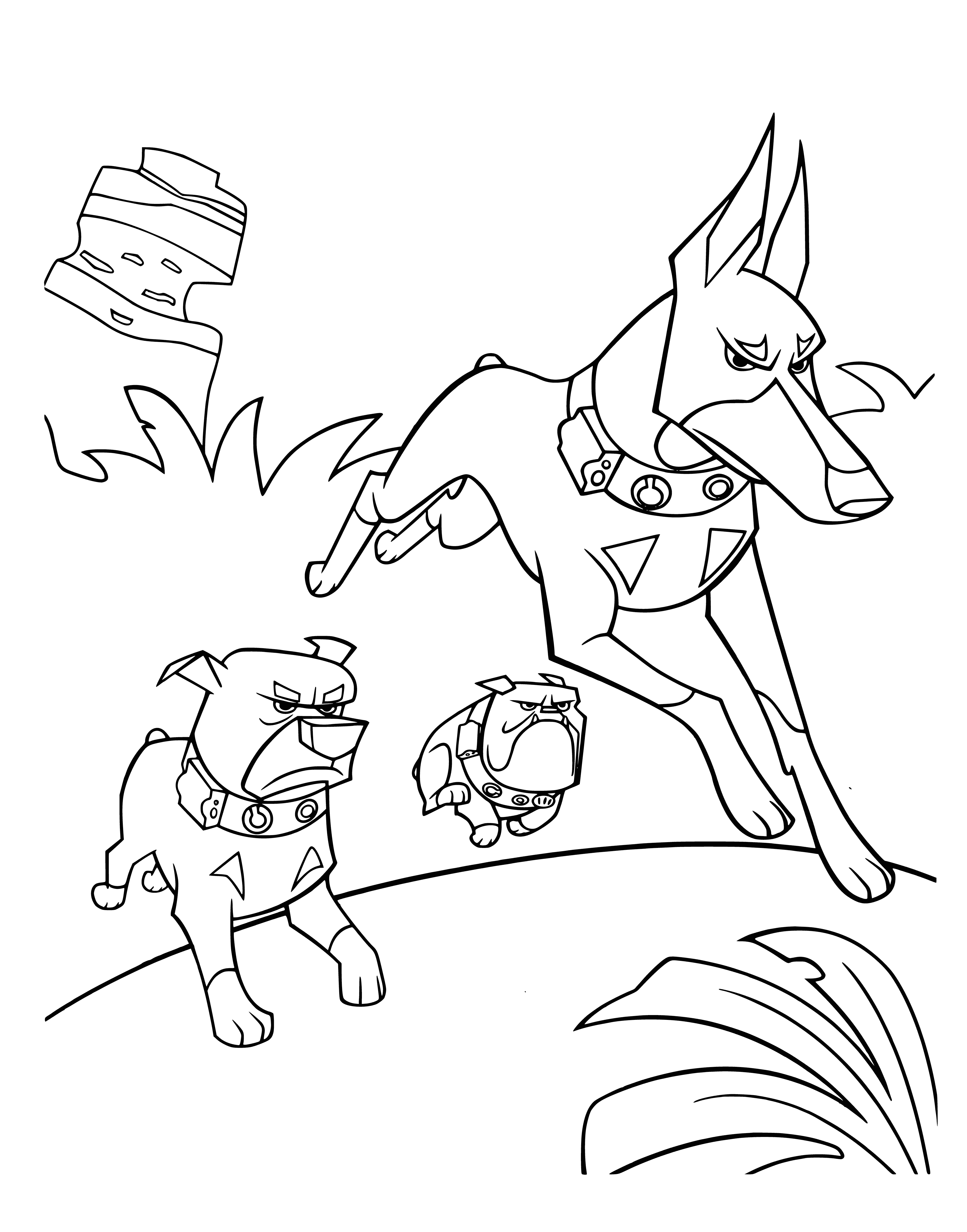 Three dogs coloring page