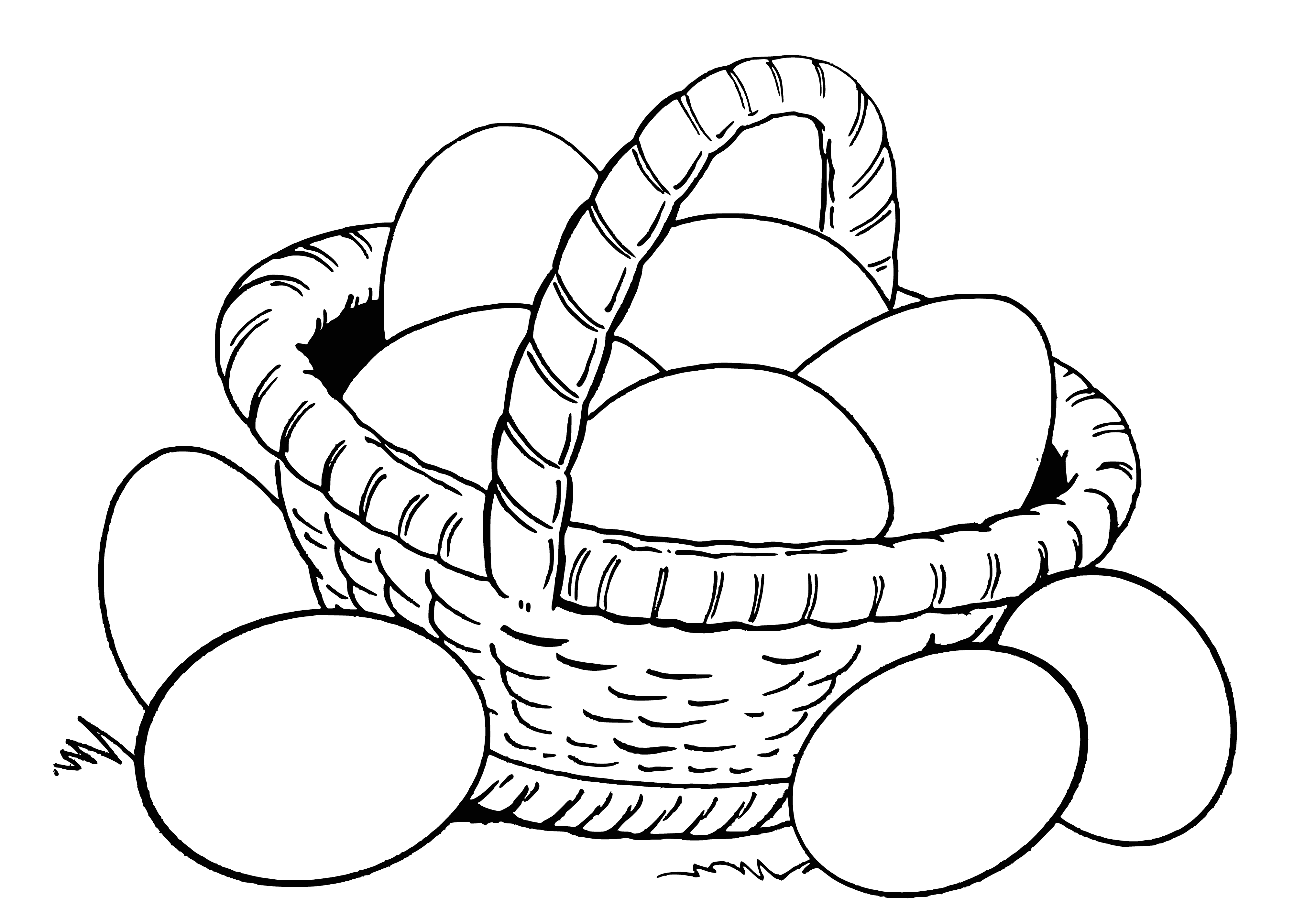A basket of eggs for Easter for coloring