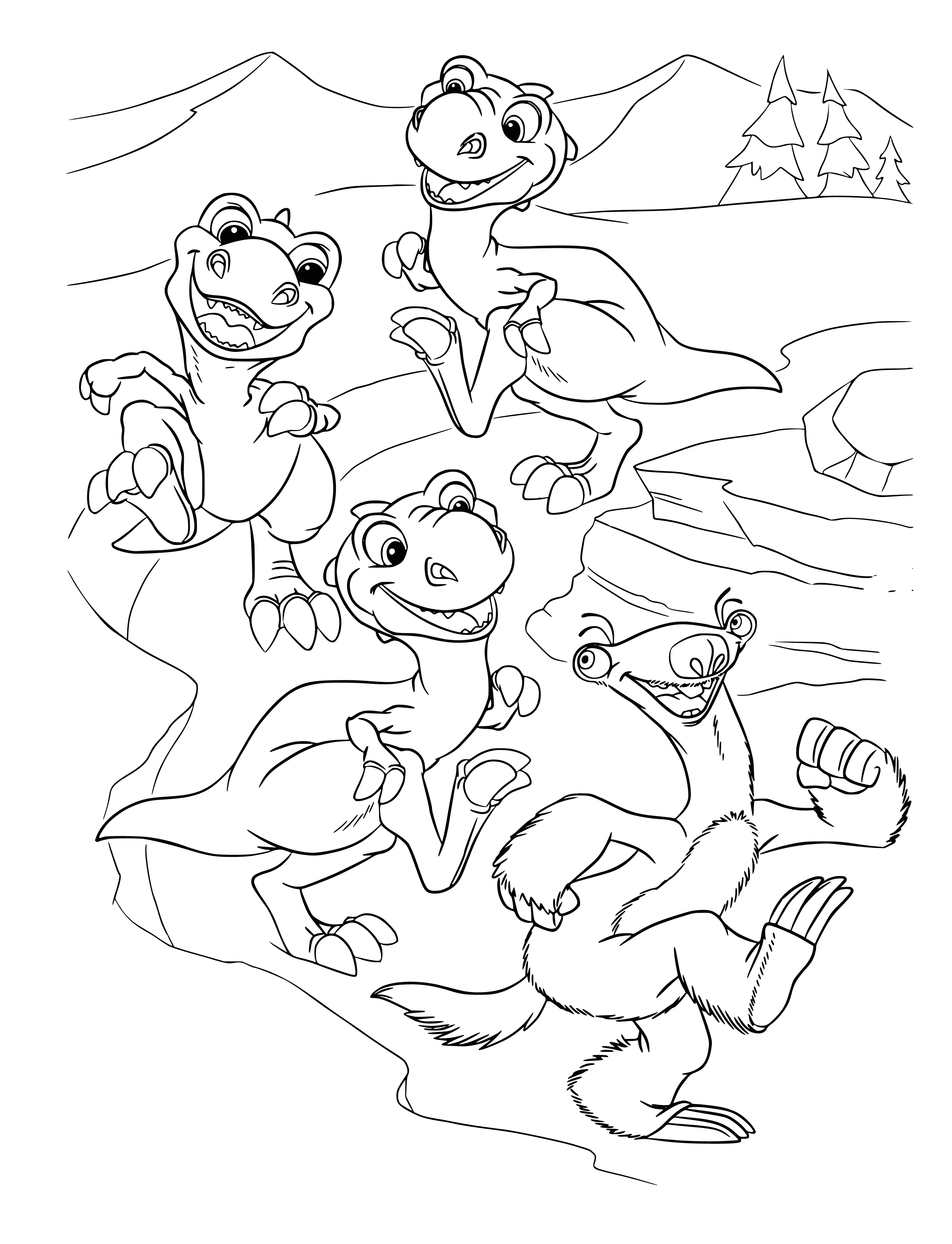 Smart dinosaurs coloring page