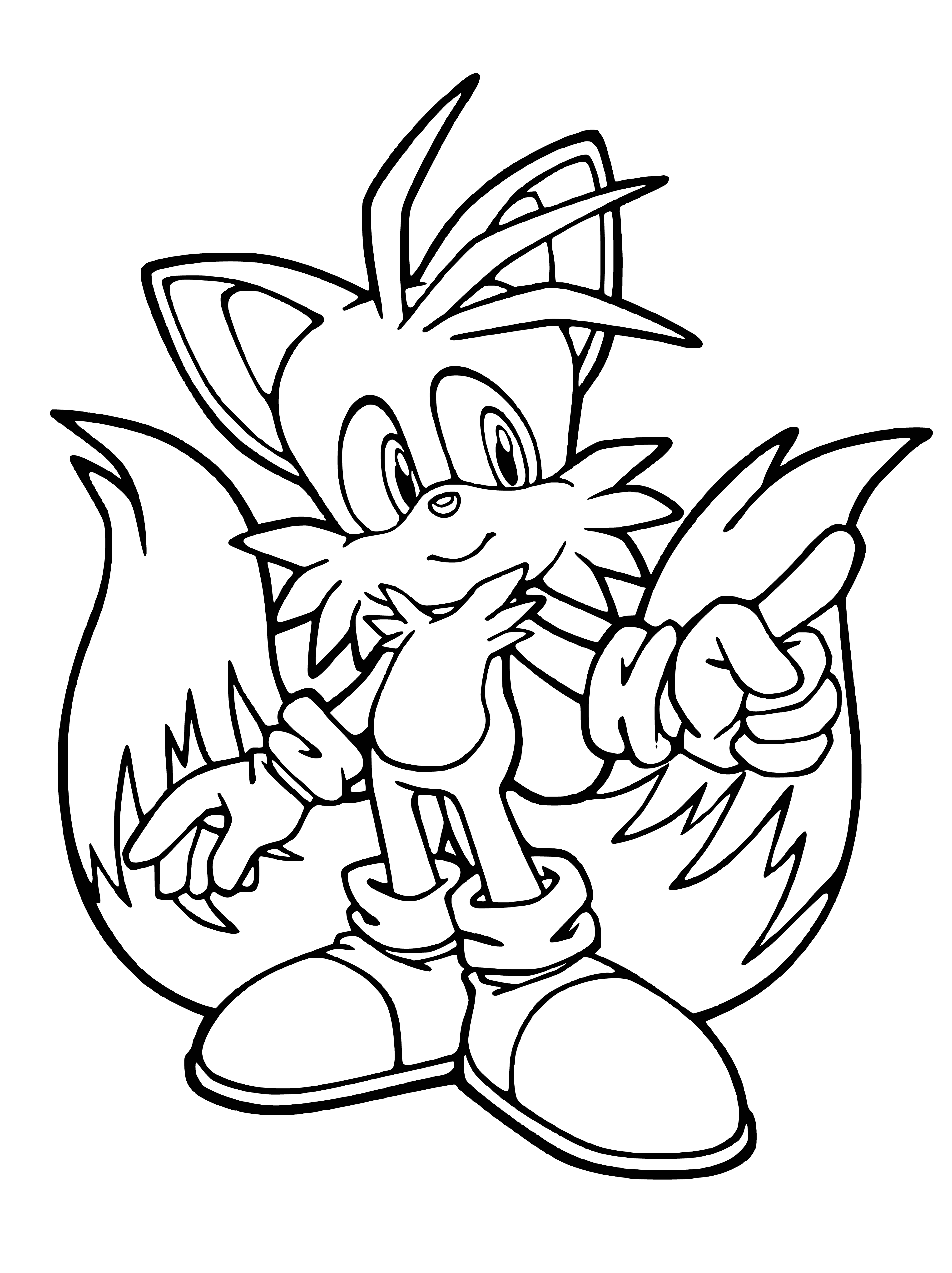 coloring page: Miles "Tails" Prower is Sonic's fox friend & sidekick; he's a skilled mechanic & pilot.