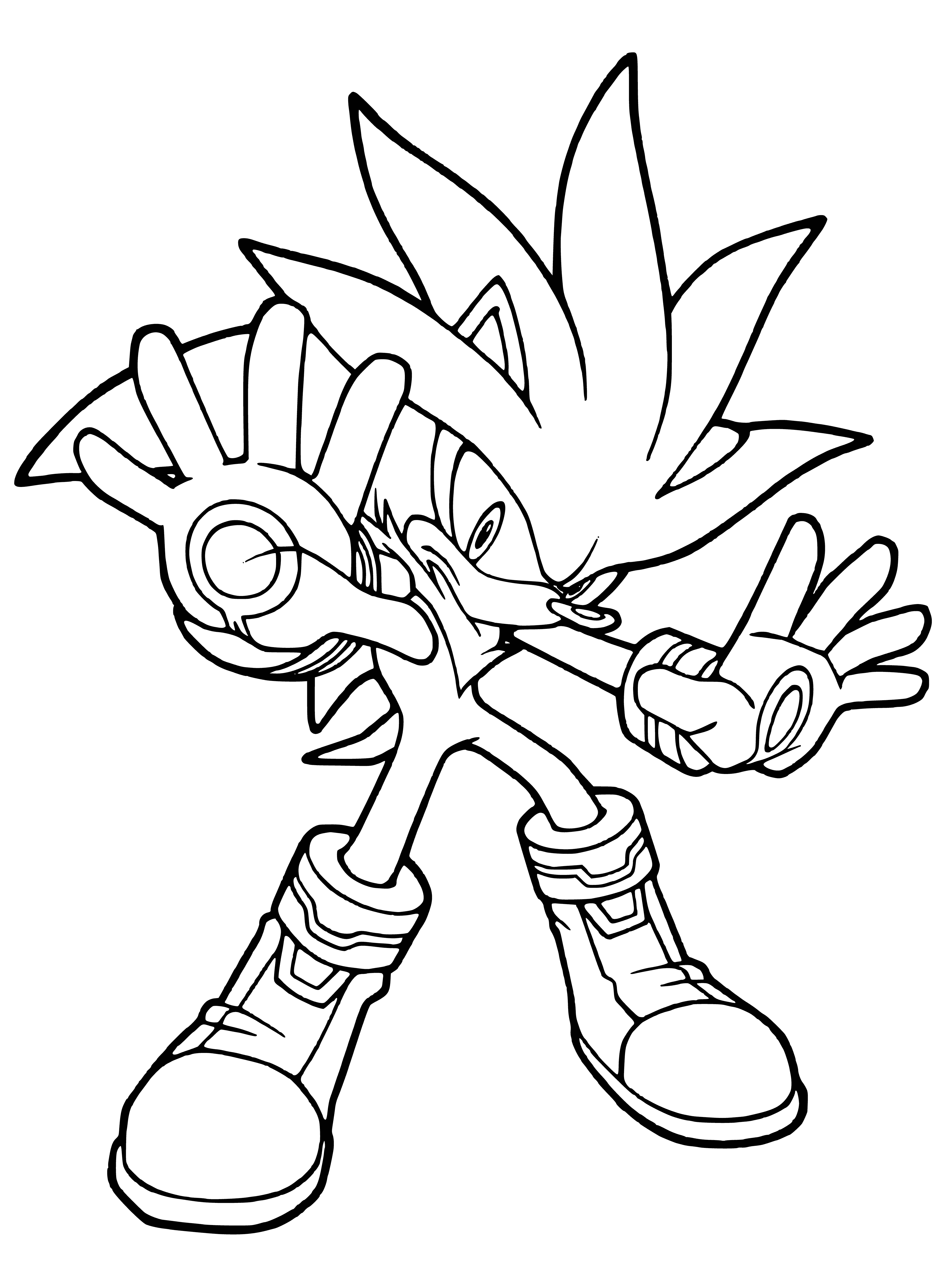 coloring page: Sonic X- Silver is a white hedgehog with red eyes who can control time and space, first appearing in Sonic the Hedgehog (2006).
