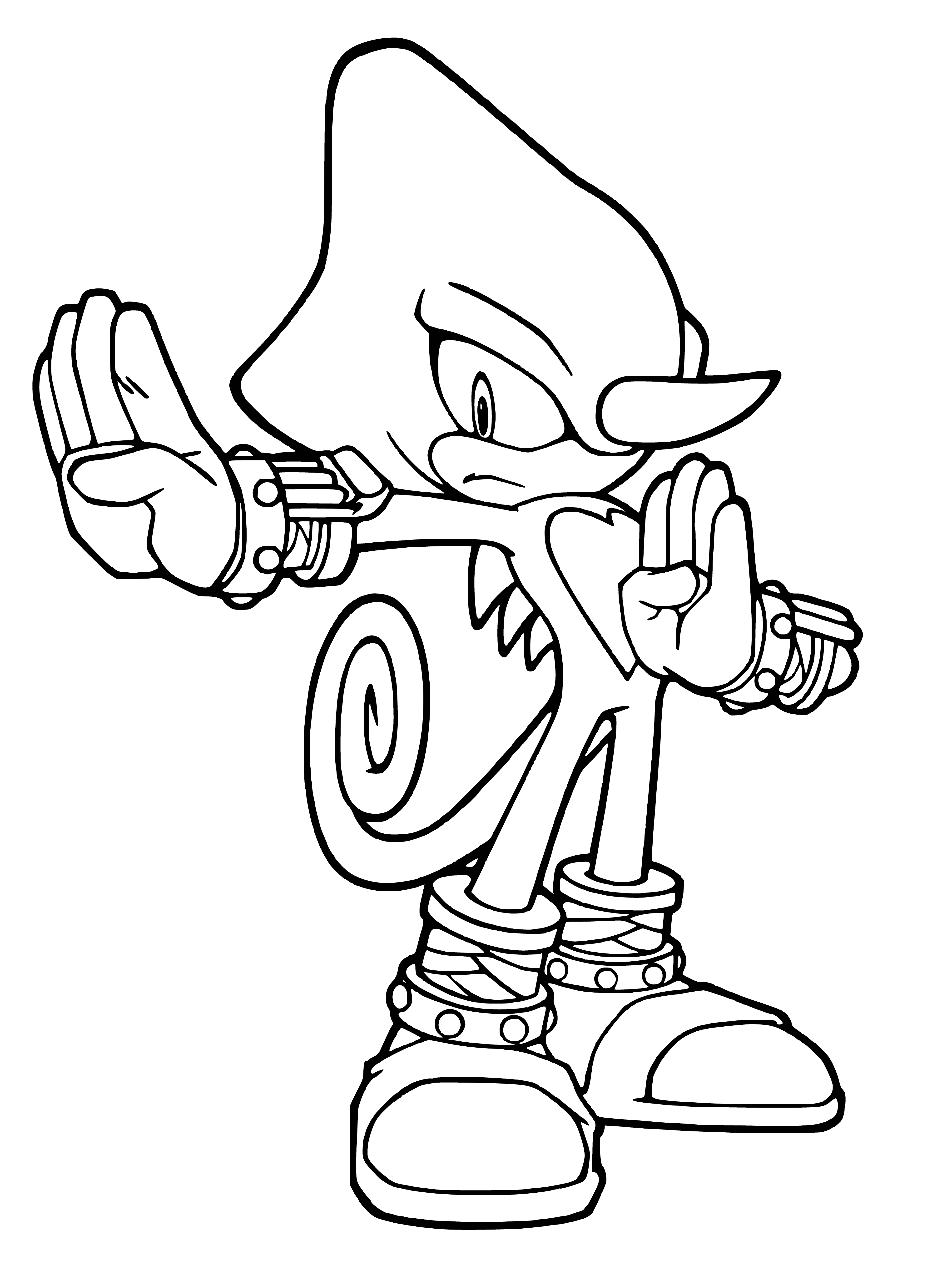 coloring page: Espio, a chameleon on Team Sonic, is serious and competitive. A skilled fighter, he uses stealthy attacks.