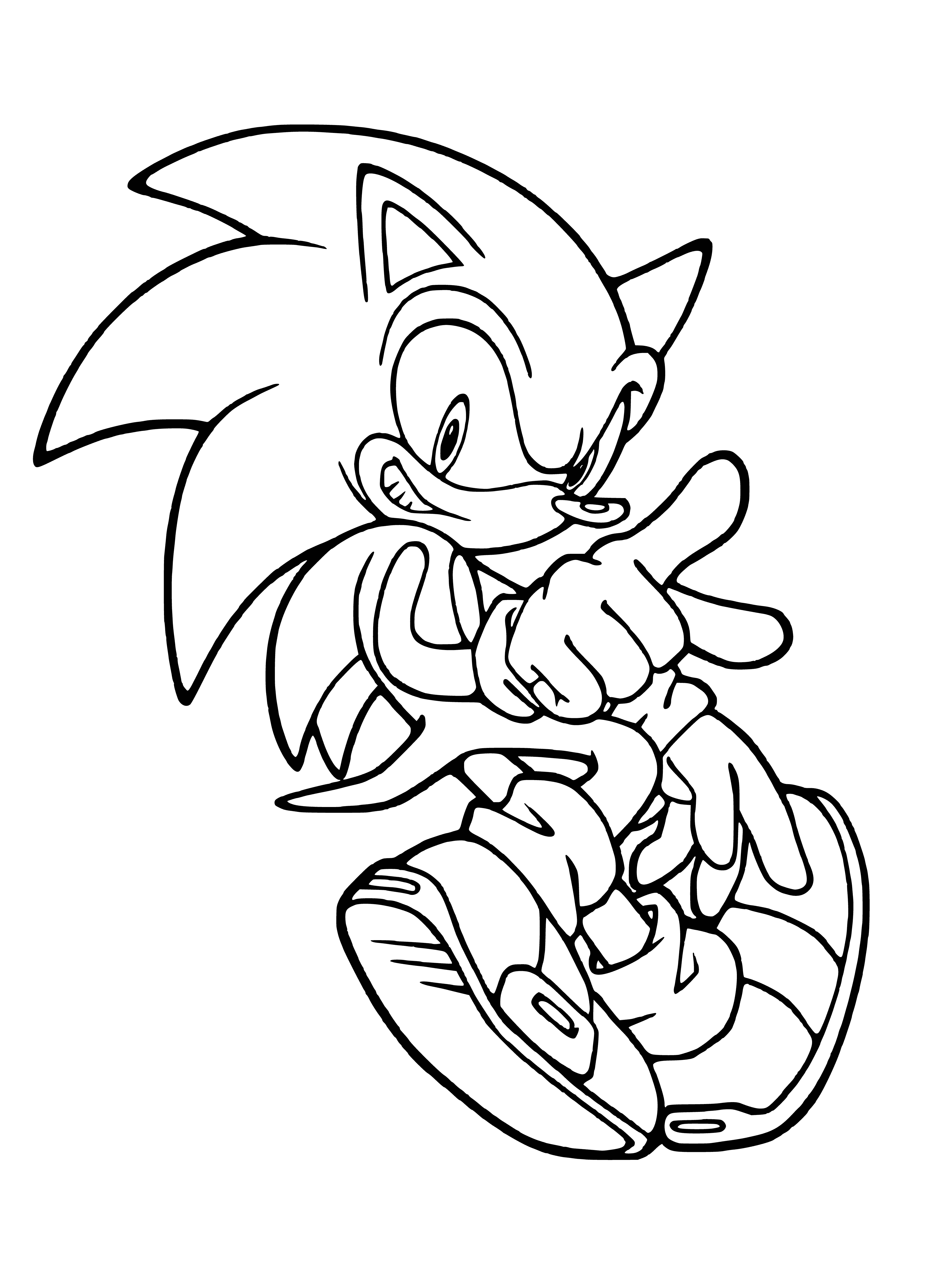 coloring page: Sonic the Hedgehog from Sonic X faces off against evil Dr. Eggman in a coloring page filled with super speed!