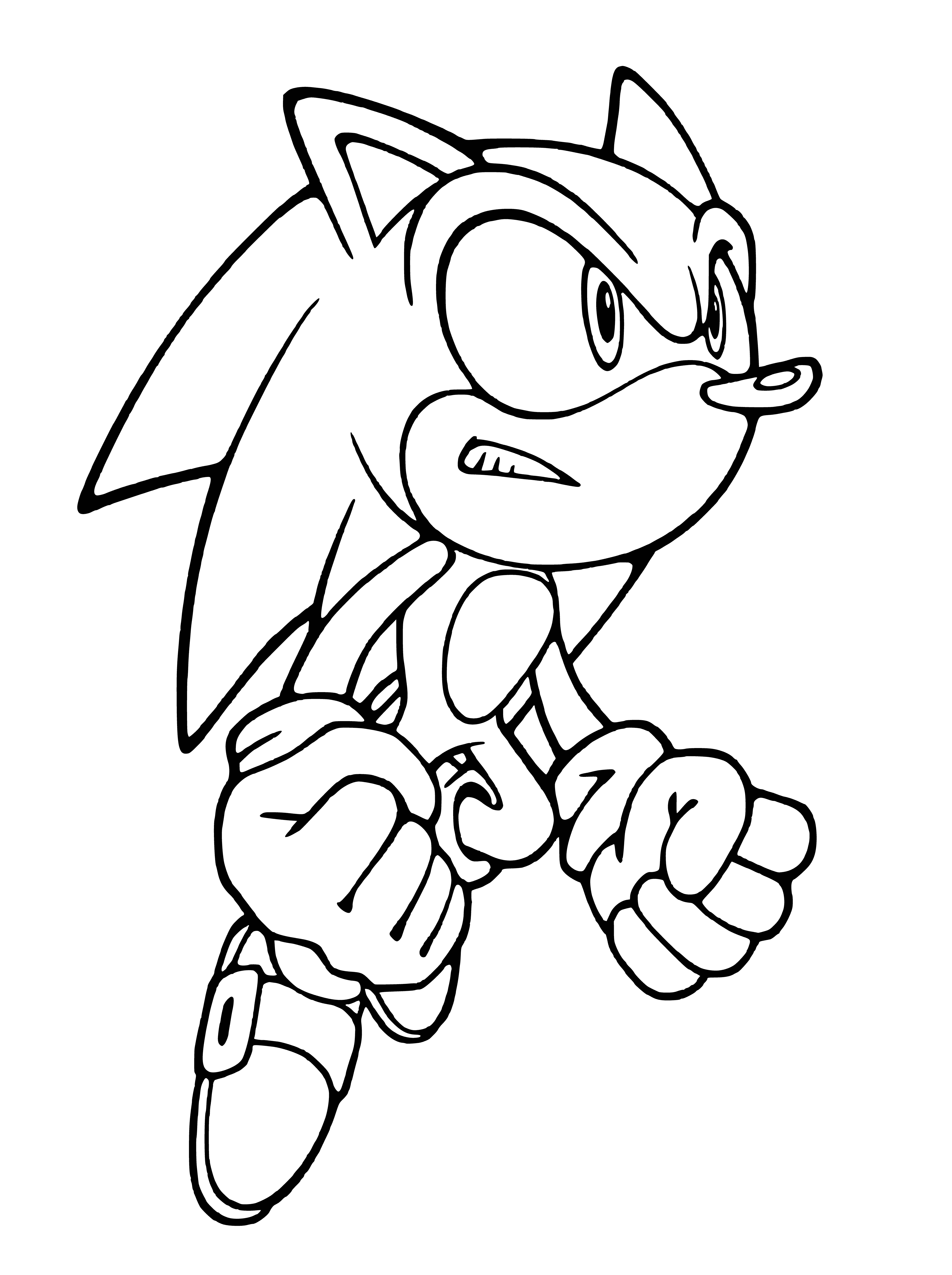coloring page: Sonic stands strong, facing a determined challenge. Behind him lies a bustling metropolis. #SonicX #SonicTheHedgehog
