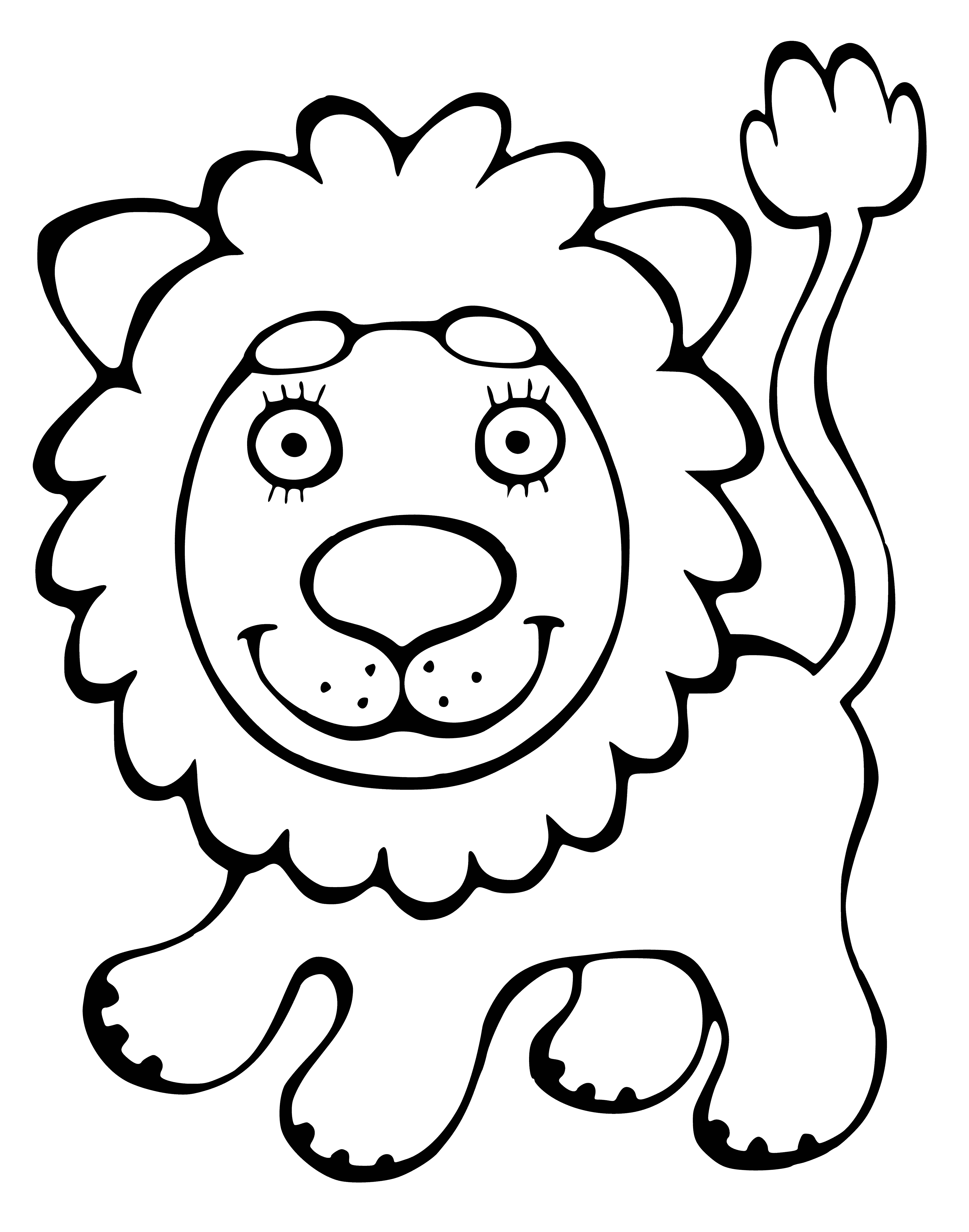 coloring page: A lion lies in the grass, looking to the side with its mane blowing in the wind. #coloringpage
