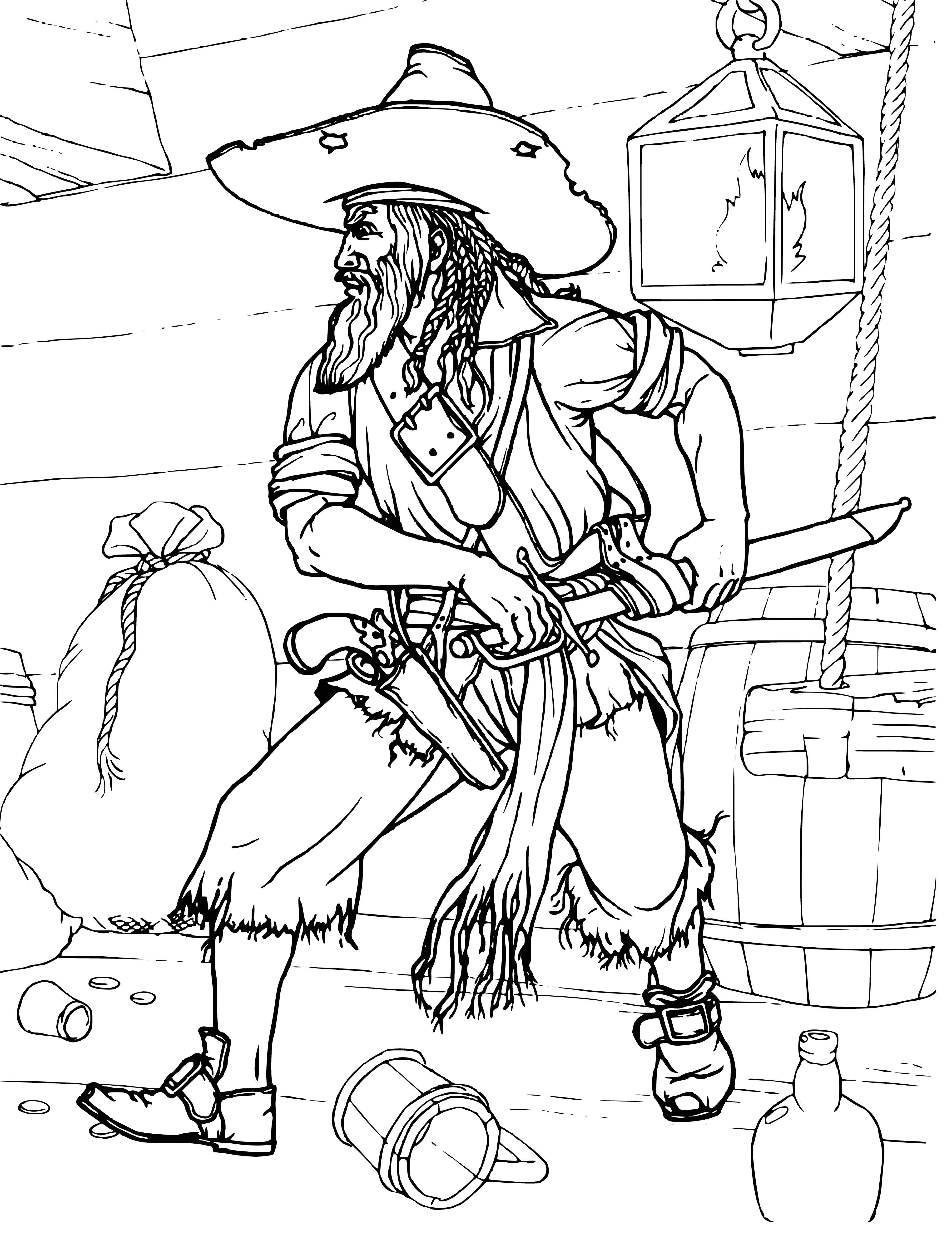 Old pirate coloring page