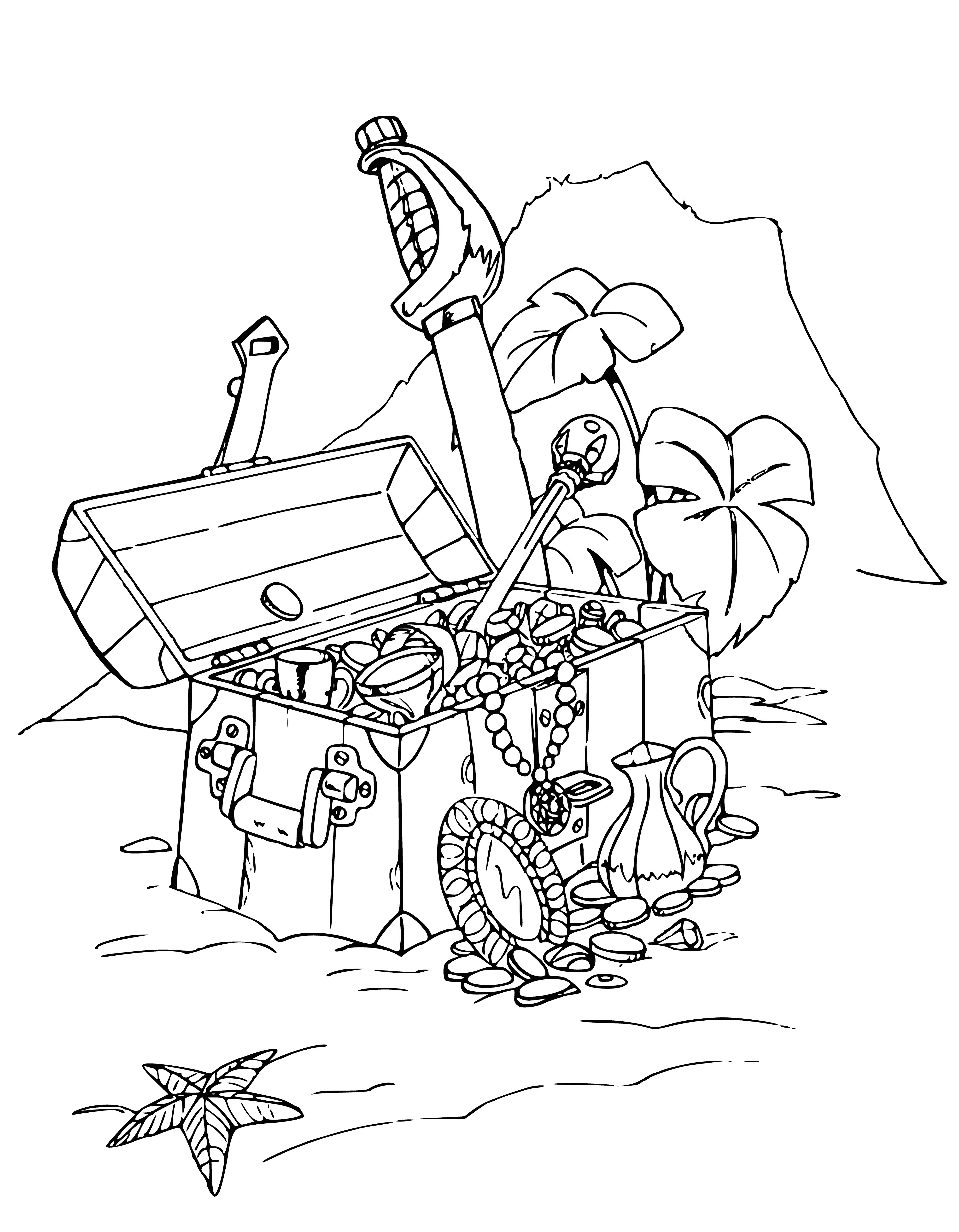 Treasure chest coloring page