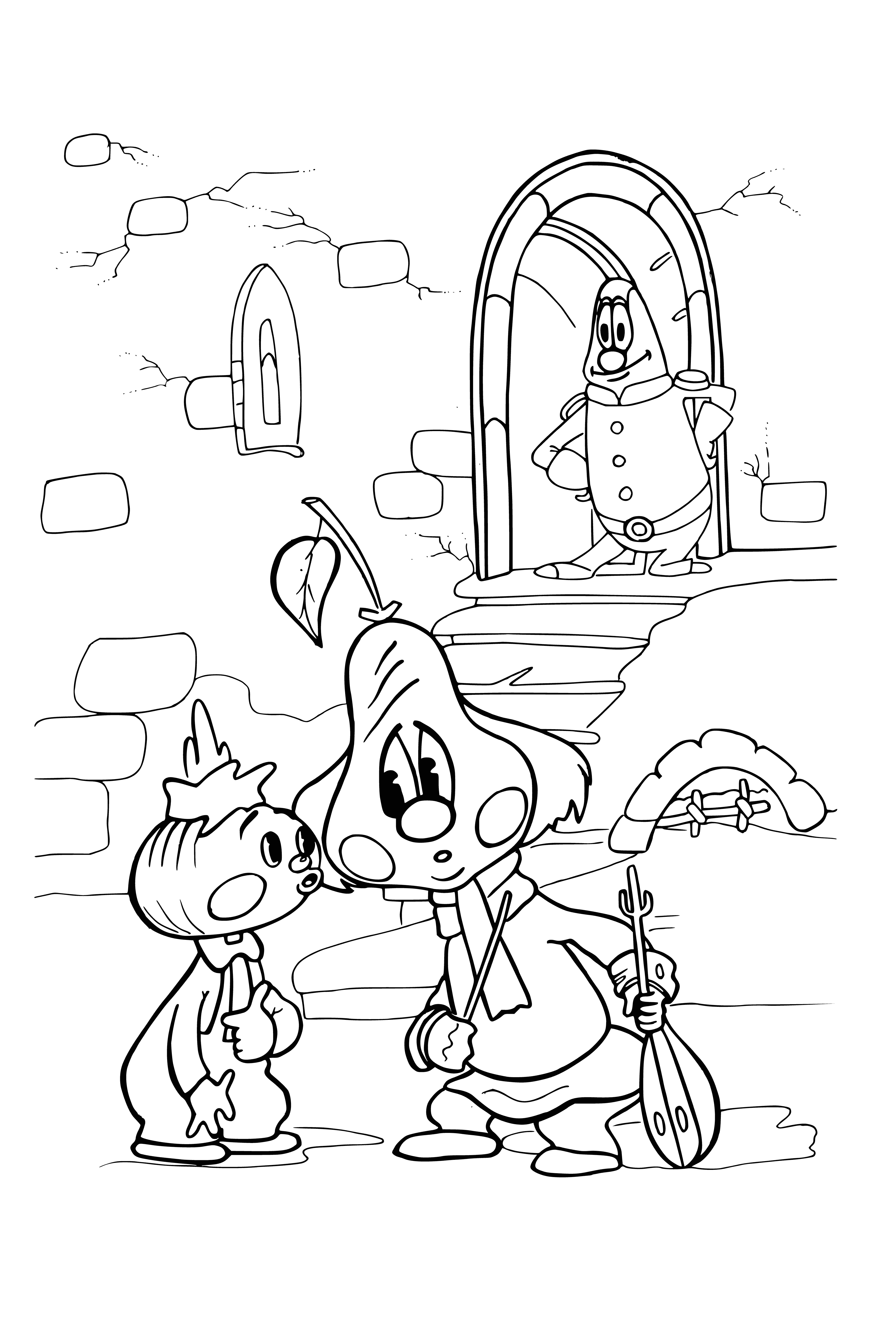 coloring page: Cipollino and his friend on the coloring book