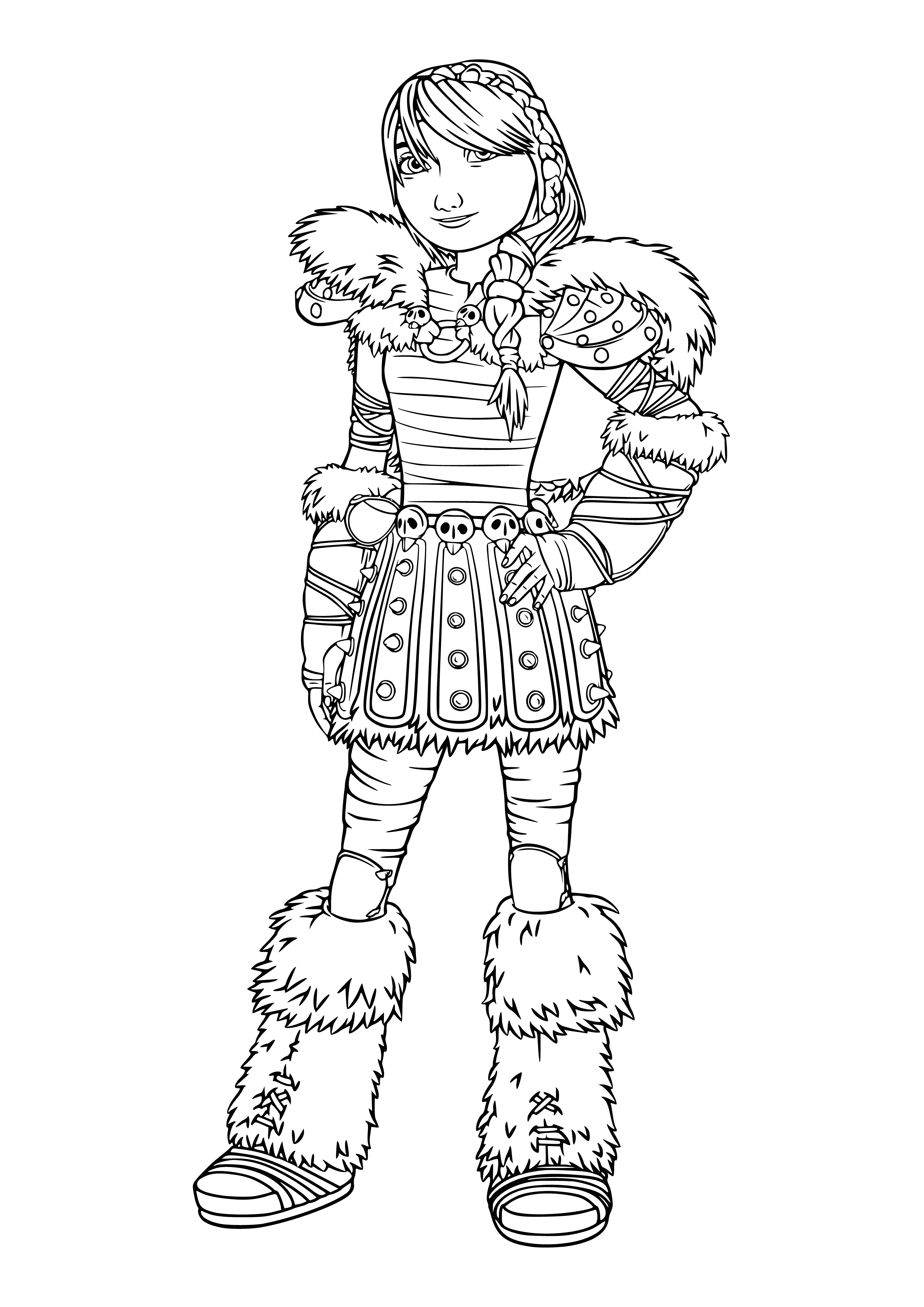 coloring page: Brave Viking warrior Astrid is Hiccup's love interest and Valka's advisor and friend.