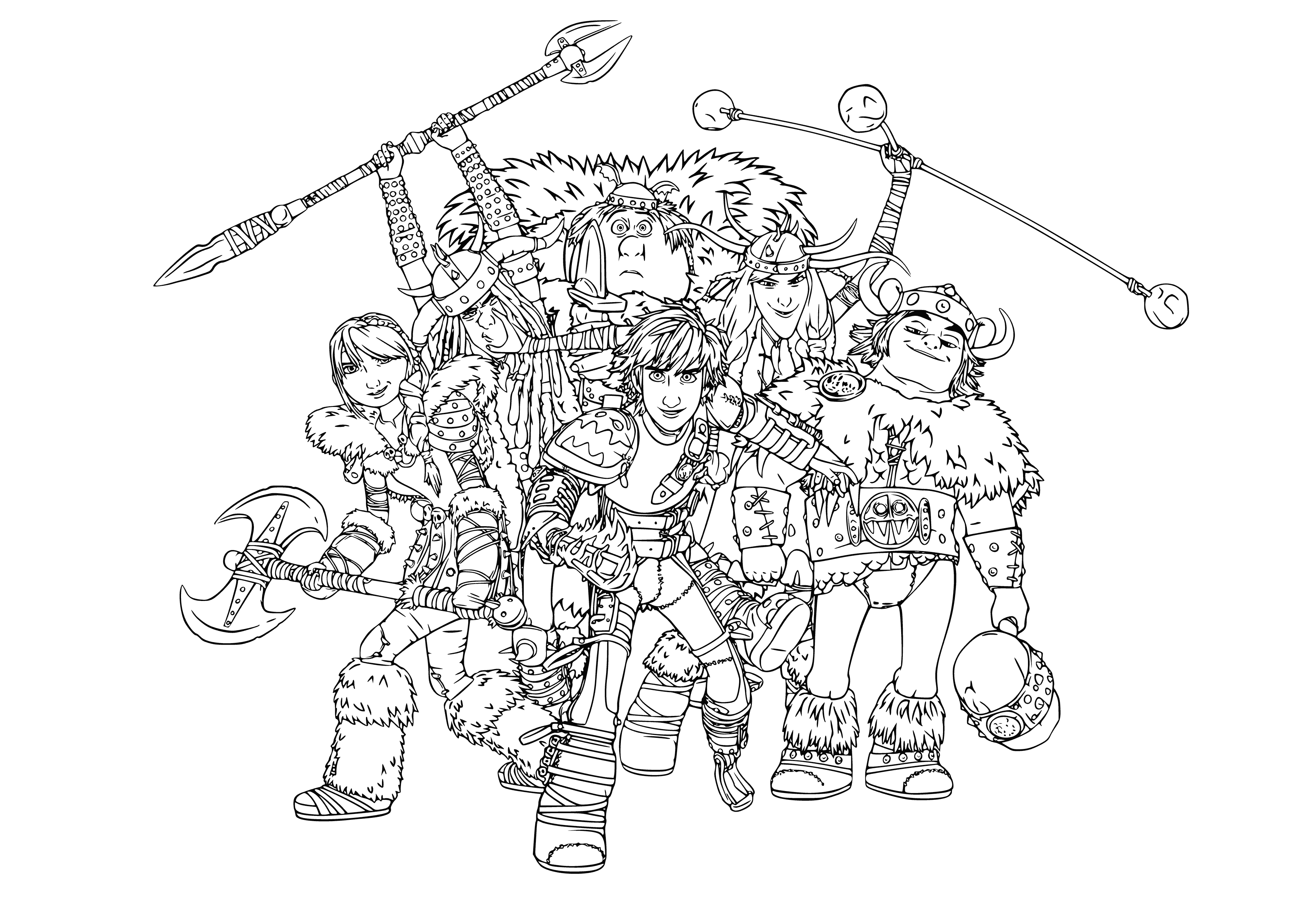 Hiccup and his friends coloring page