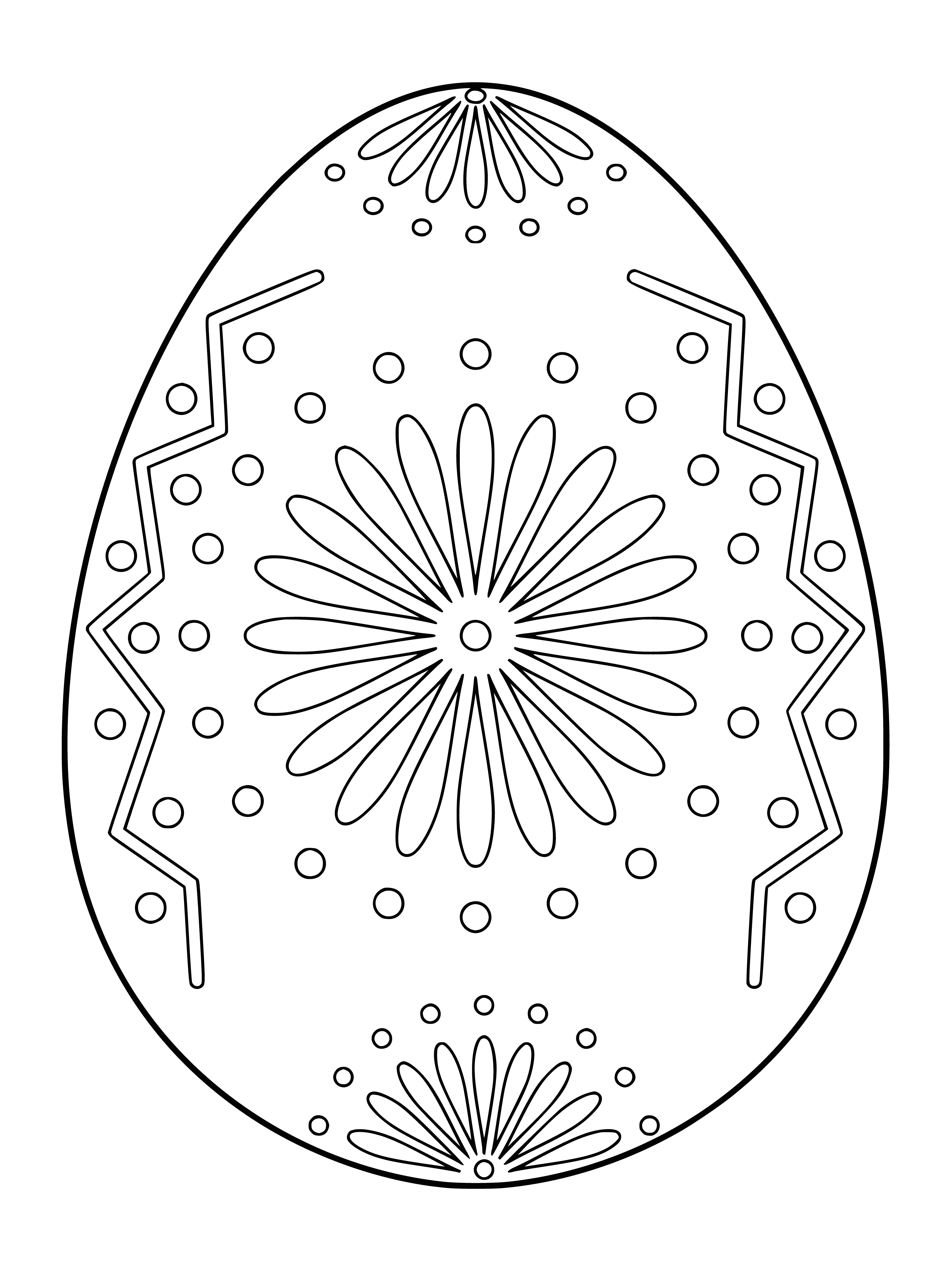 coloring page: Three decorated eggs — one yellow, blue & pink — on a coloring page. #coloringeggs