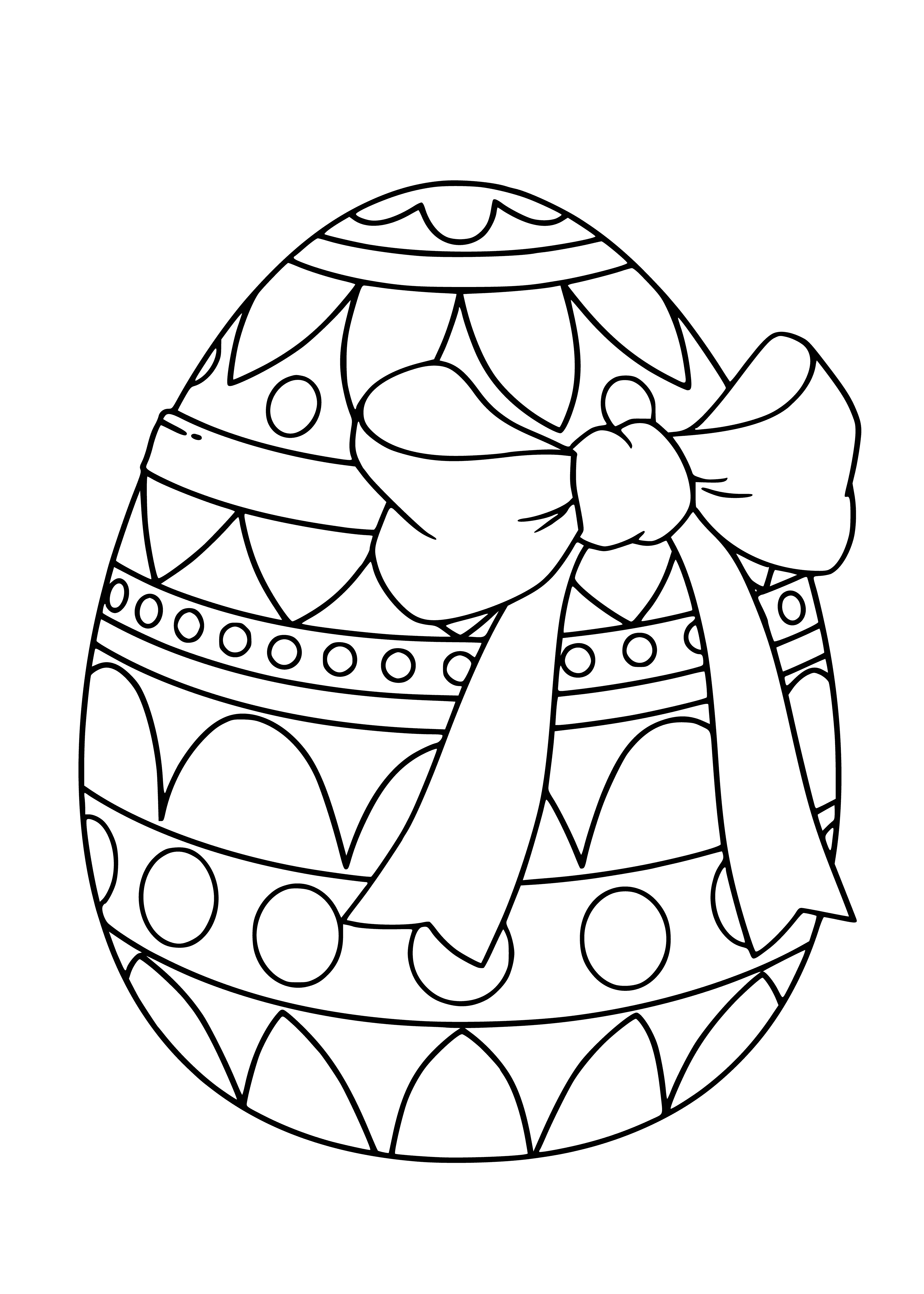 coloring page: Egg is yellow & striped, with green button on side. #EasterDecoration