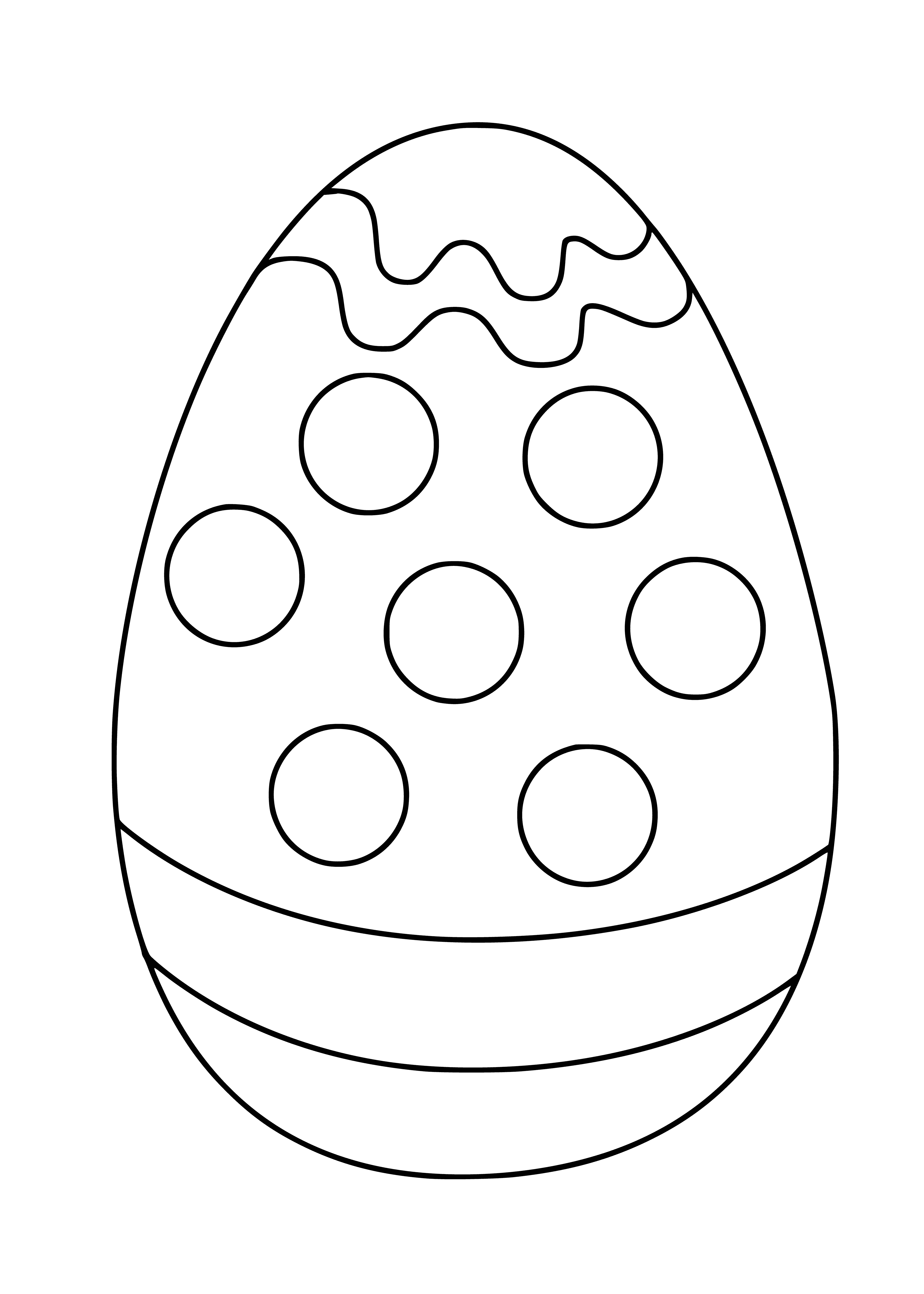 coloring page: Close-up of Easter egg - brown with white speckles, small brown bunny in center. #Easter #egg #bunny