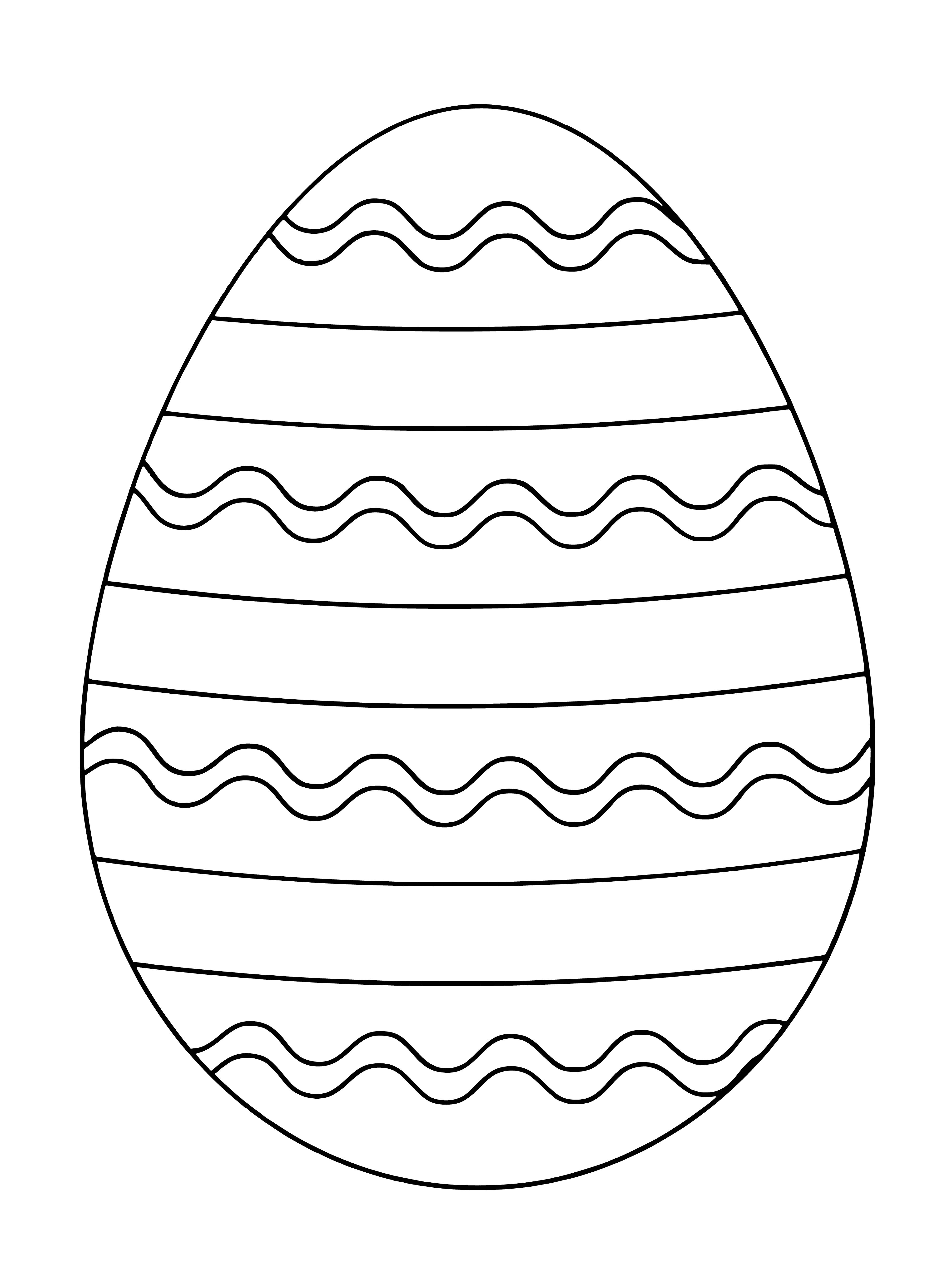 coloring page: Three eggs on the right side of screen with different designs, plus a large egg on left side with green plant growing from it.