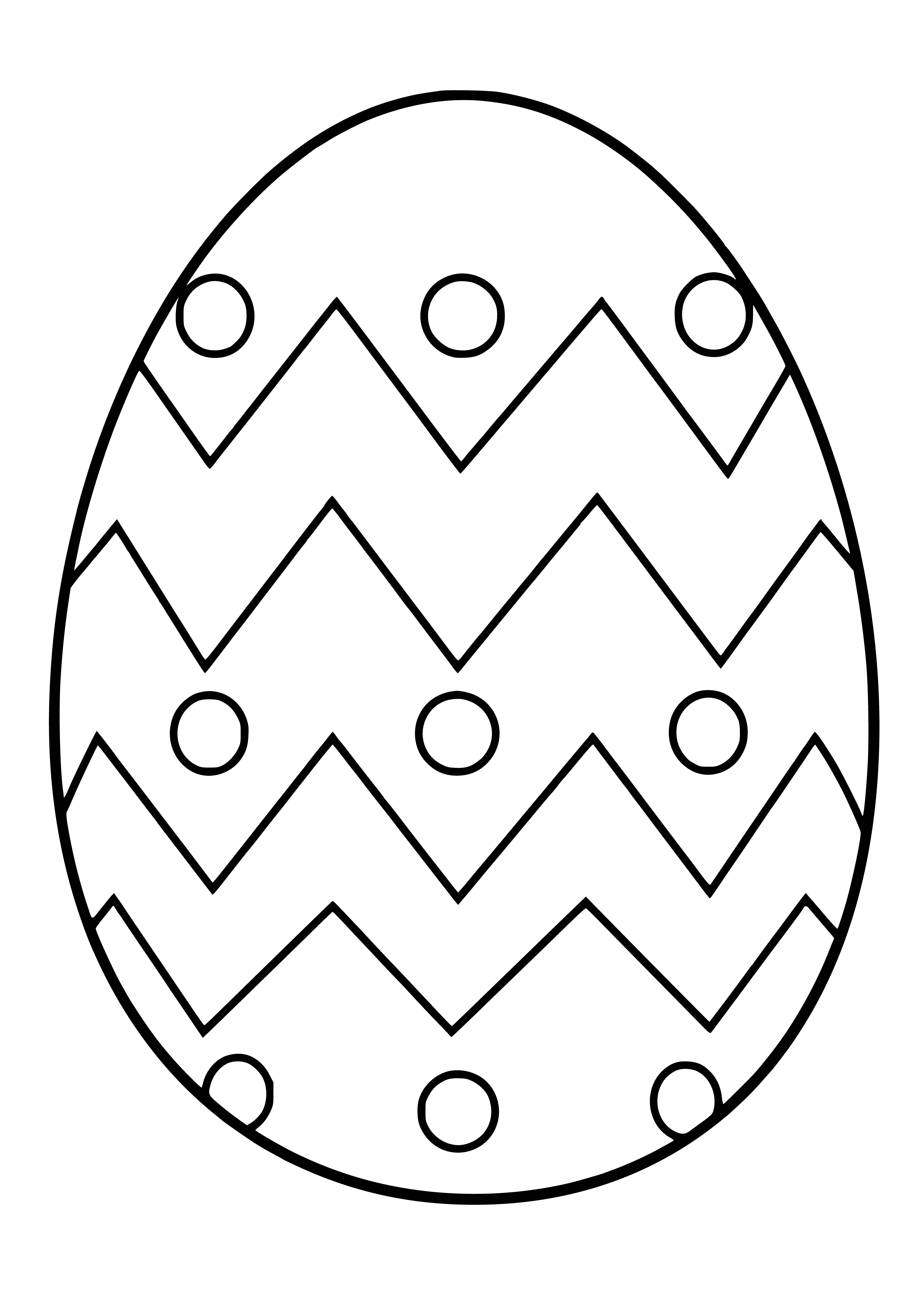 coloring page: Three colored eggs and one white egg in a basket, ready for some Easter fun! #Easter